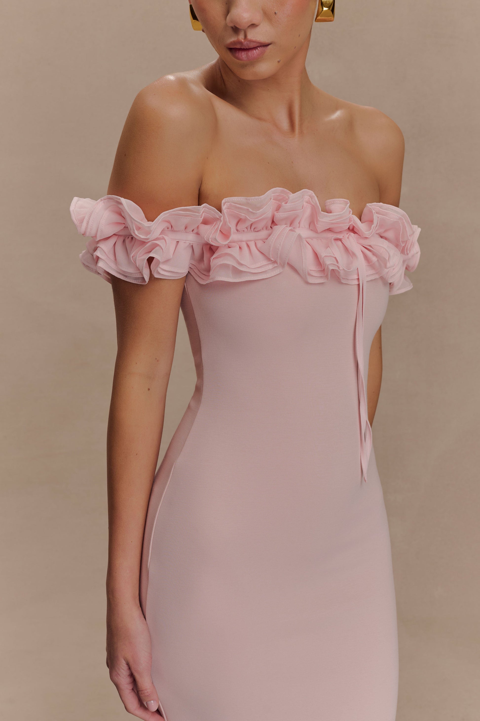 Nova Ruffle Off Shoulder Maxi Dress - Ballet Pink #3