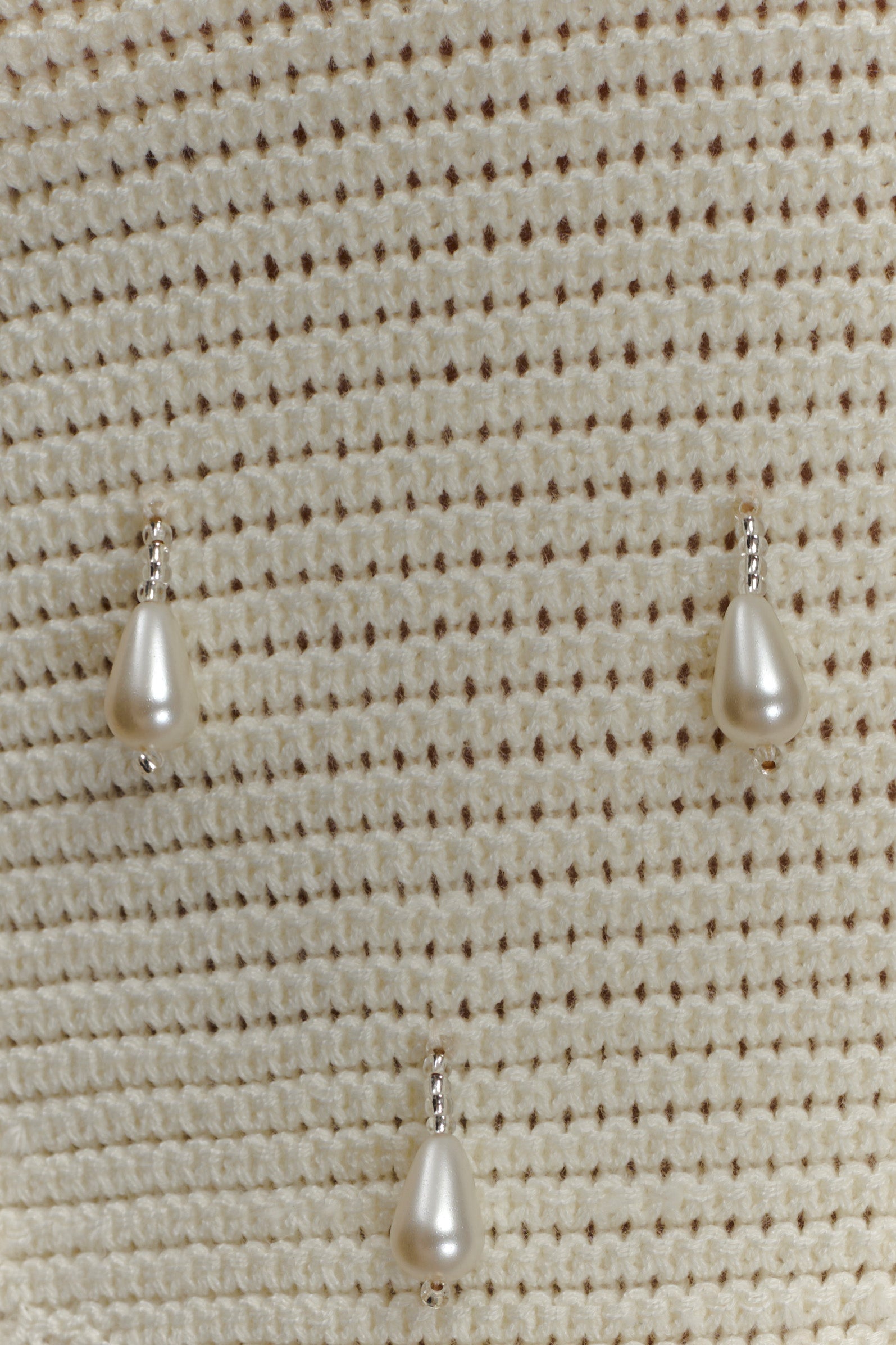 Aletta Knit Pearl Halter Top - Ivory #5