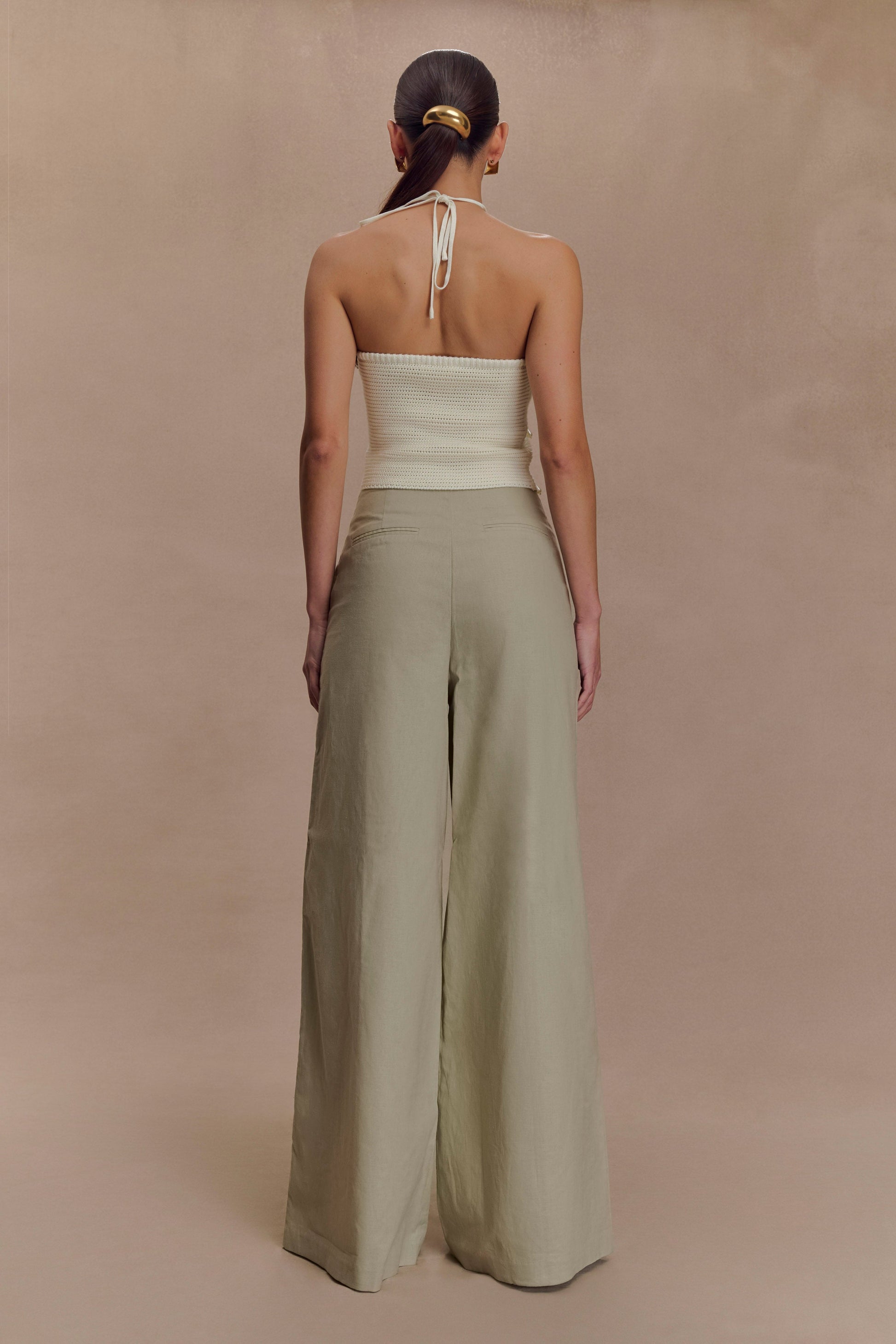Brandi Linen Straight Leg Pant - Basil #5