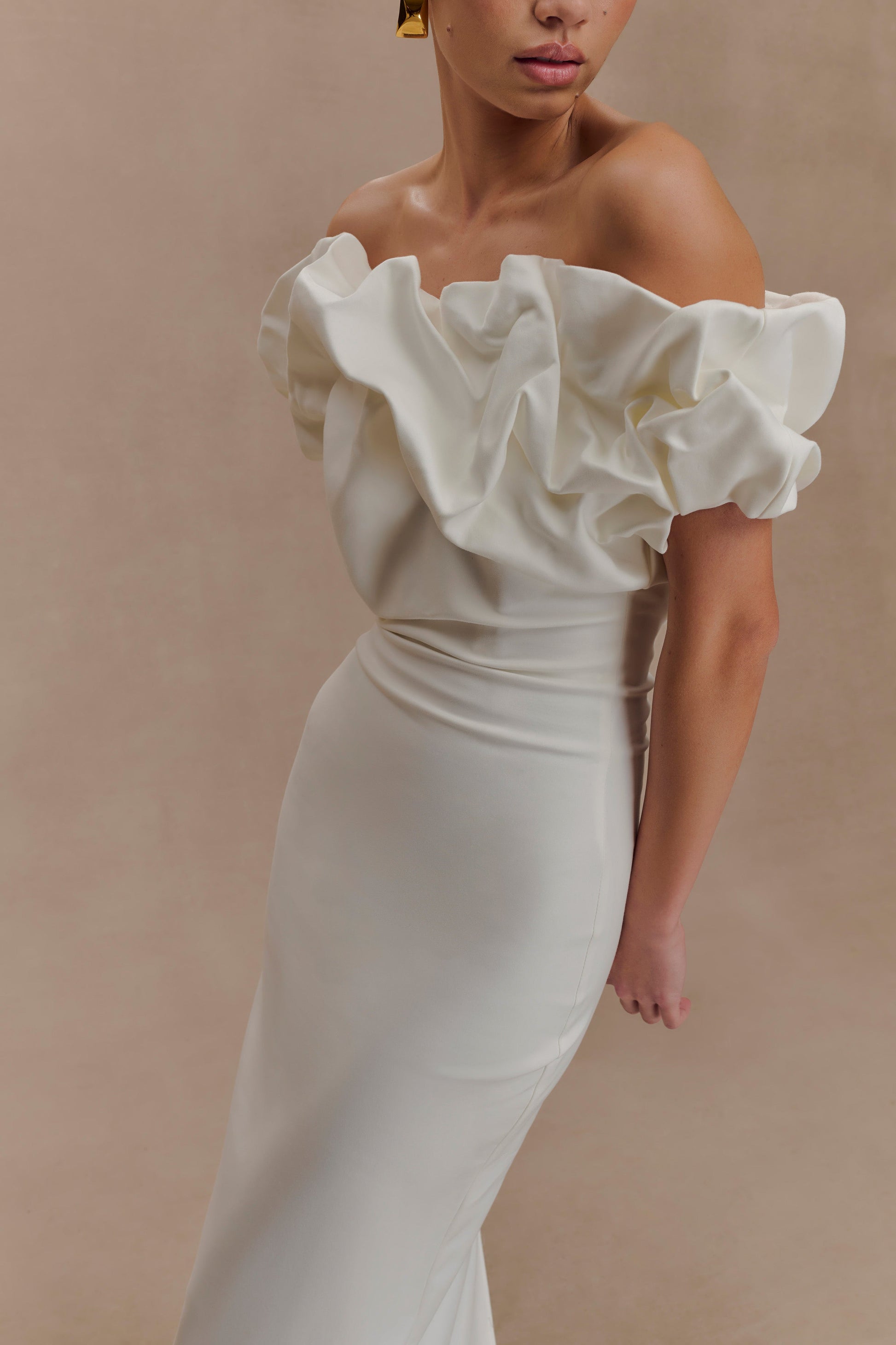 Sariya Sculptural Maxi Dress - White #3