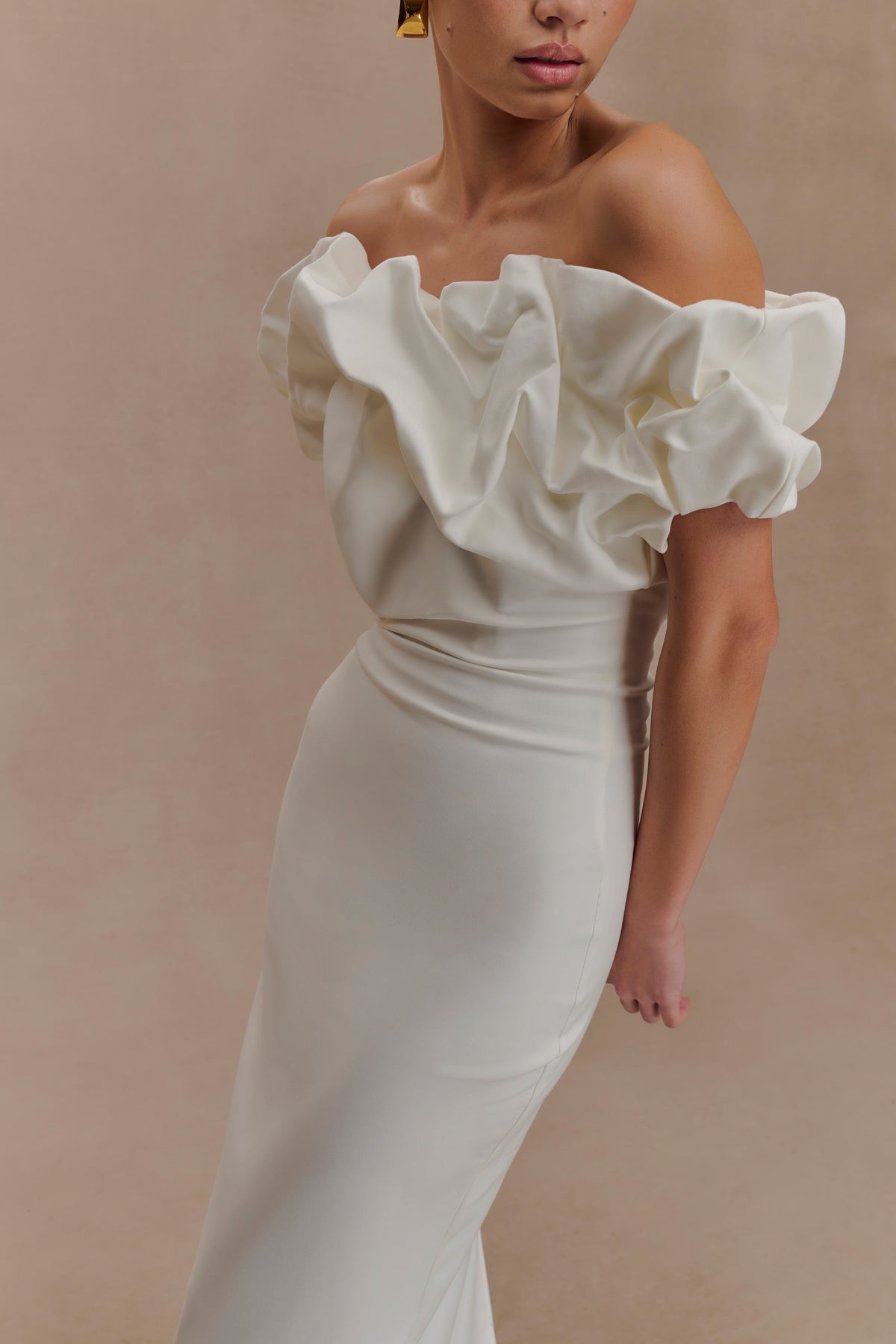 Sariya Sculptural Maxi Dress - White #3