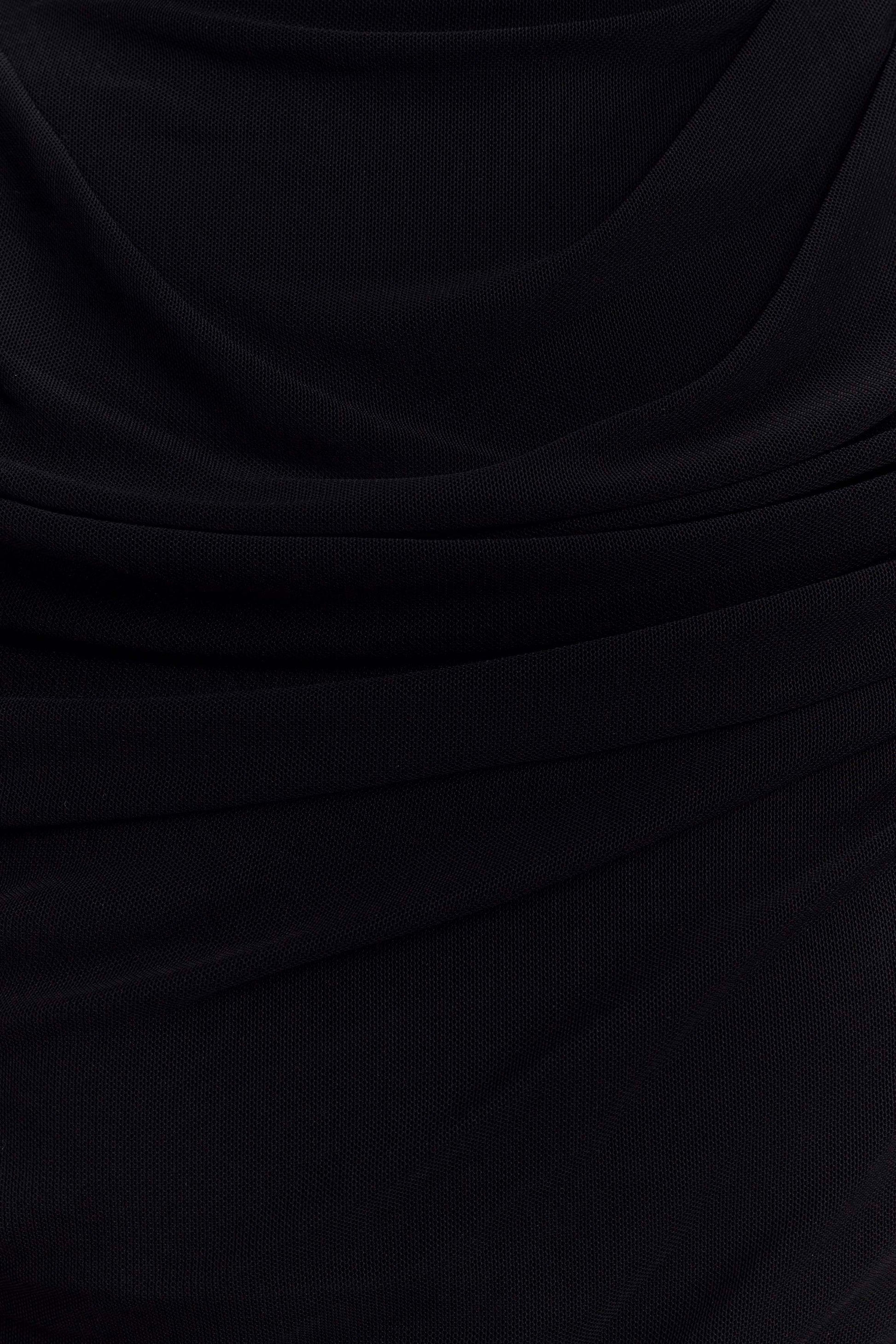 Pruedance Slinky Draped Top With Mesh Overlay - Black #7