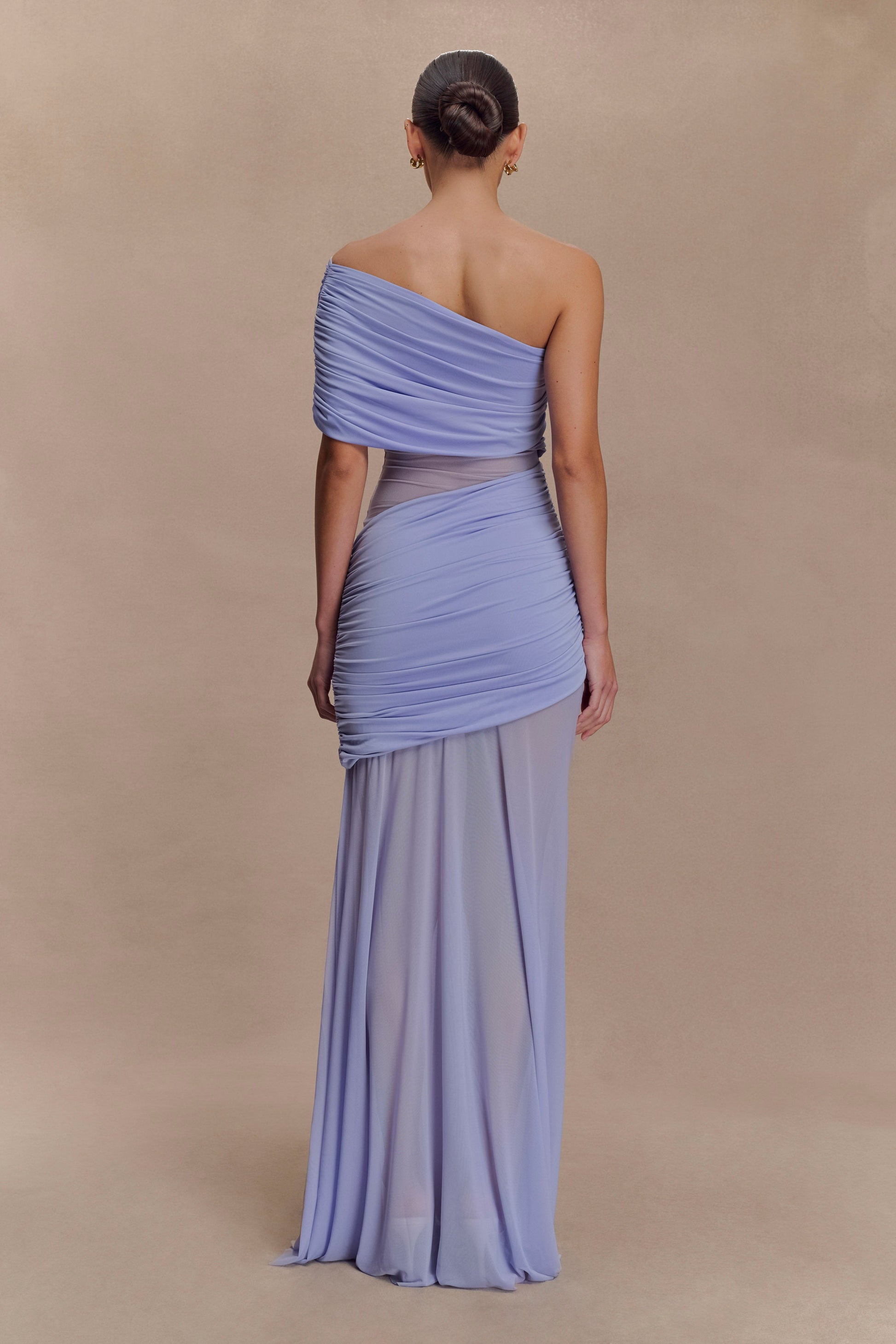Dallas One Shoulder Mesh Maxi Dress - Lavender #2