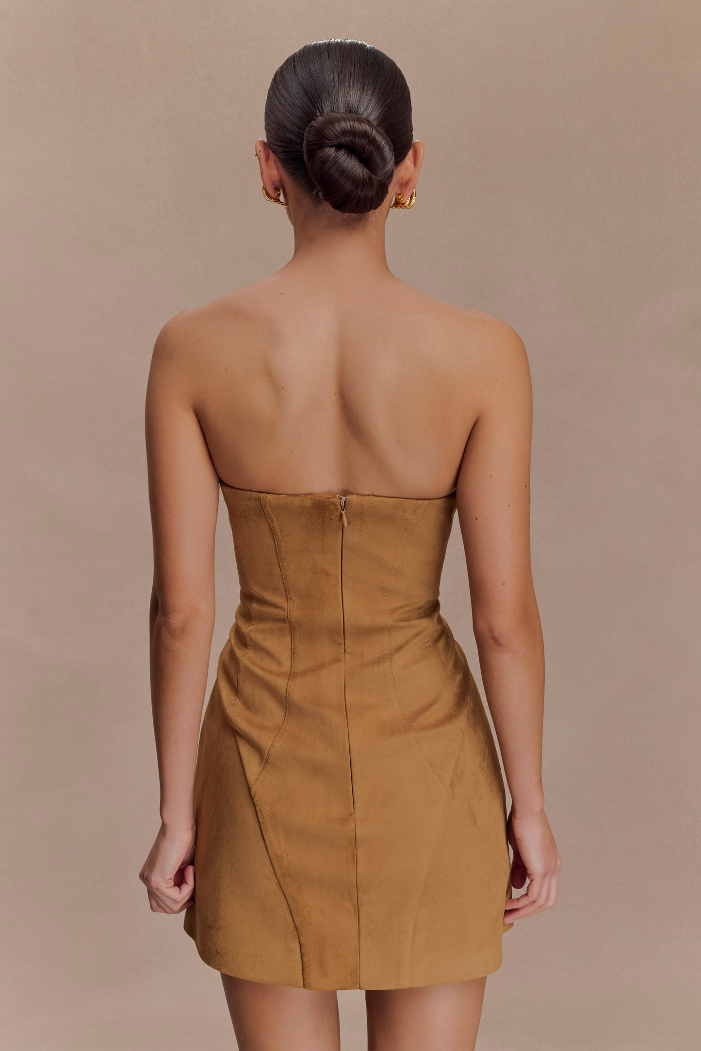 Andy Faux Suede Mini Dress - Camel