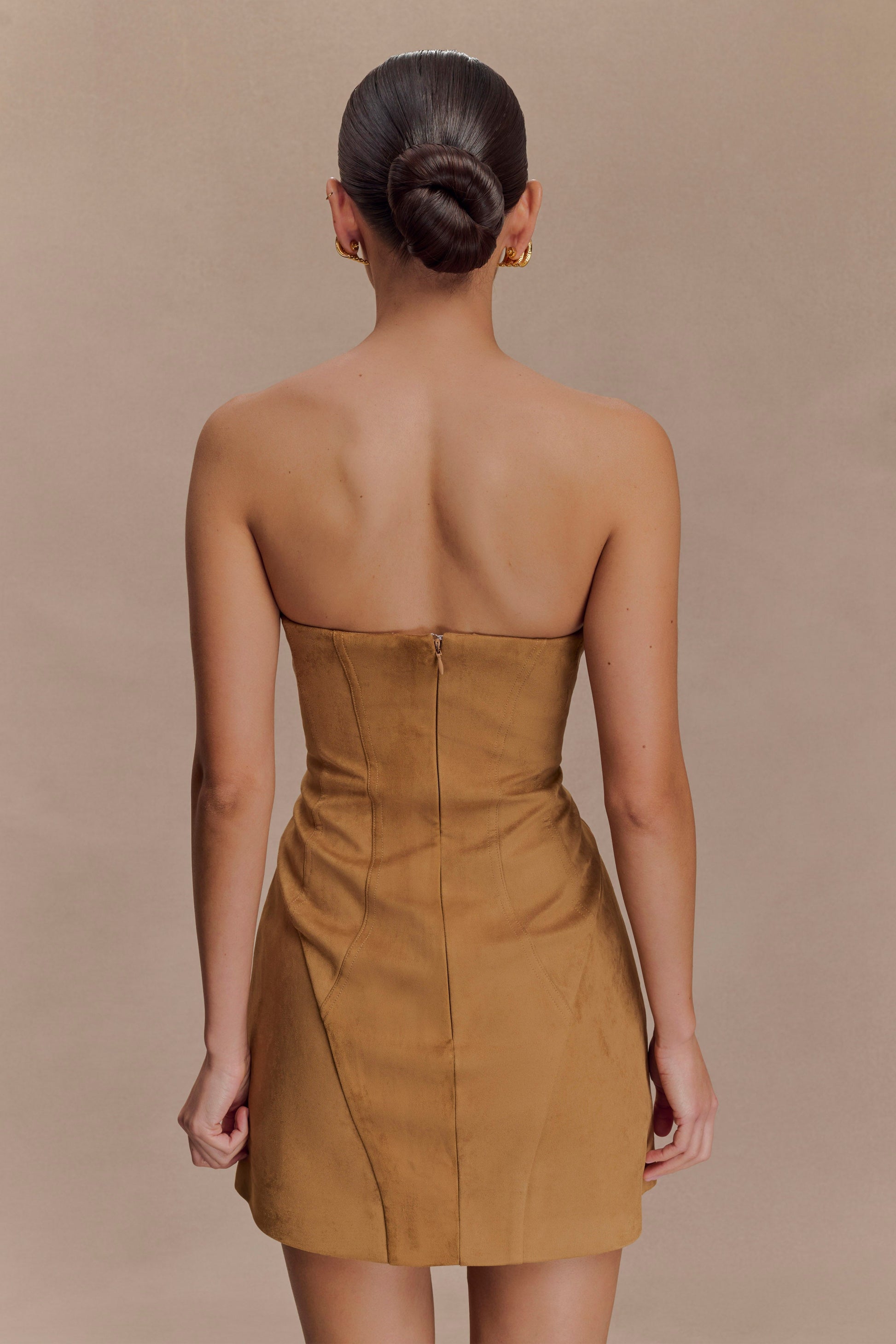 Andy Faux Suede Mini Dress - Camel #4