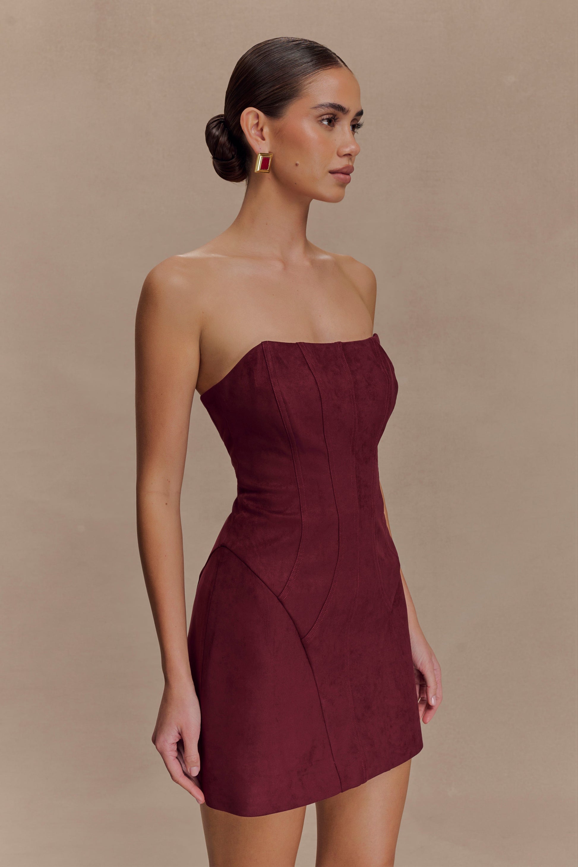 Andy Faux Suede Mini Dress - Wine #5
