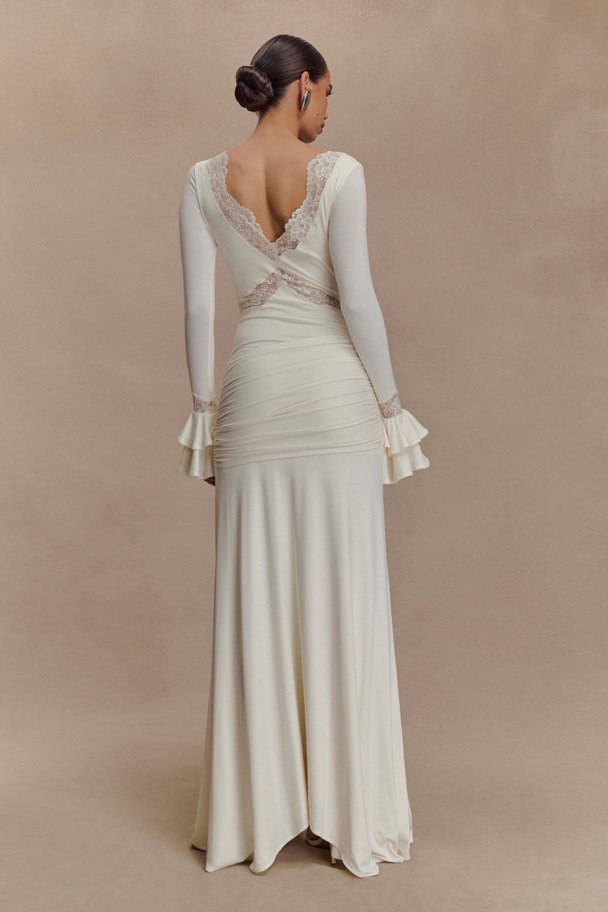 Electra Slinky Lace Maxi Dress - Ivory #5