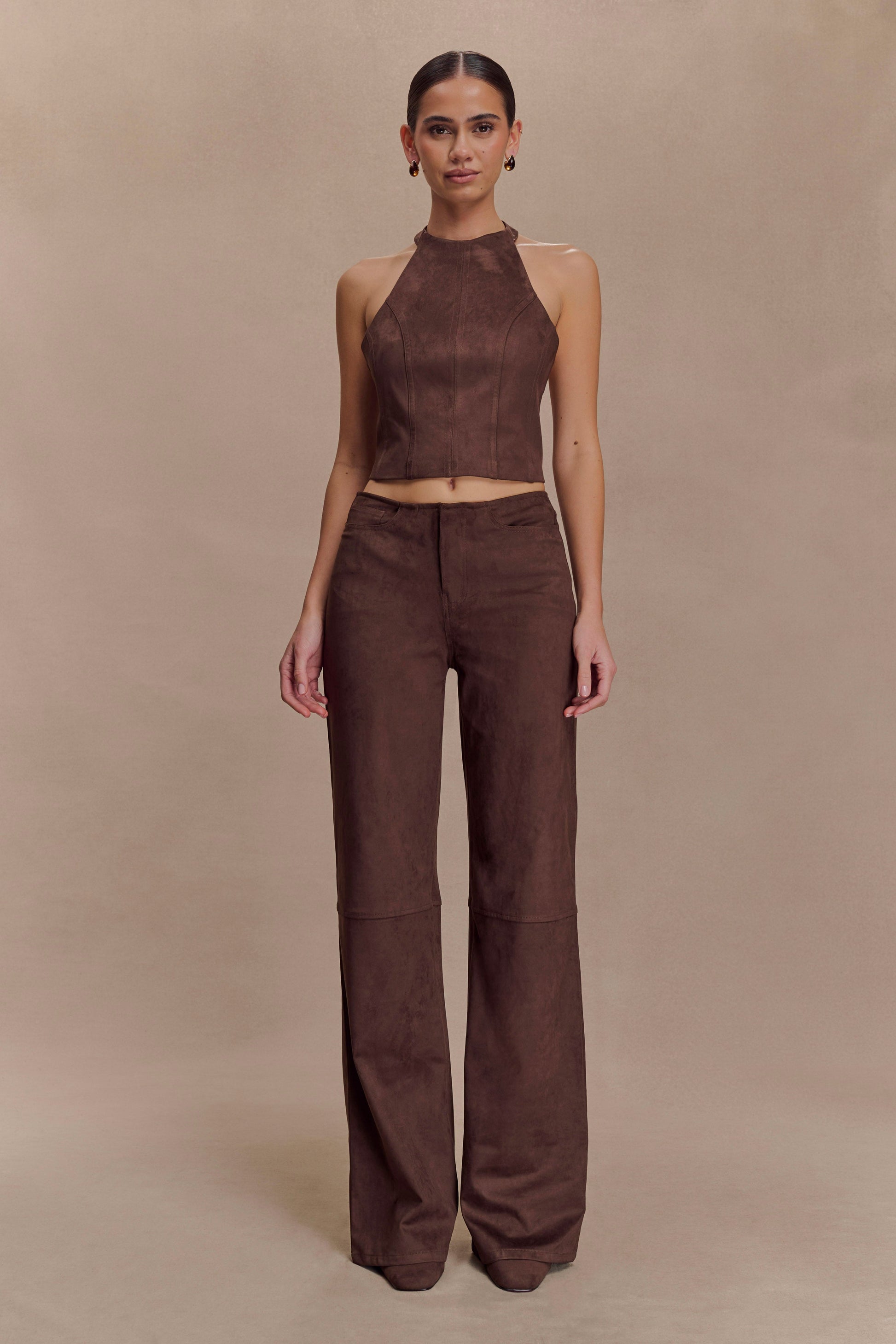 Logan Faux Suede Halter Top - Dark Chocolate #8