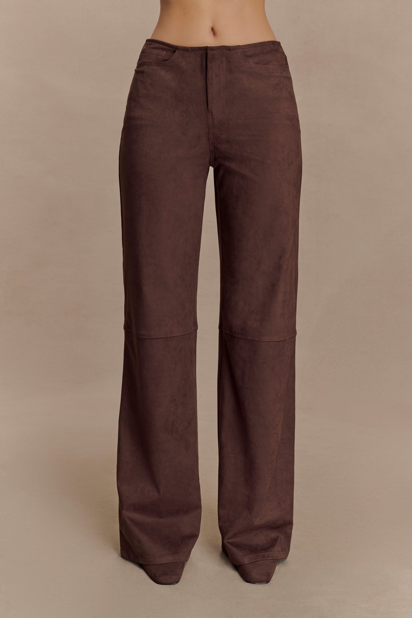 Logan Faux Suede Pants - Dark Chocolate