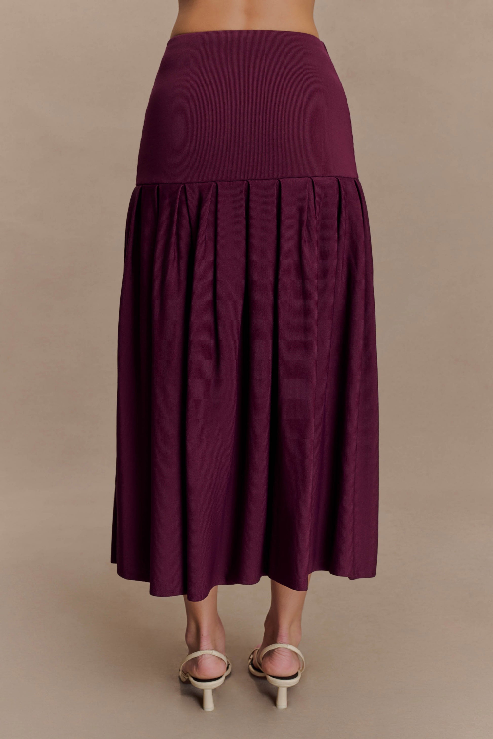 Romaine Bandage Knit Midi Skirt - Wine #3