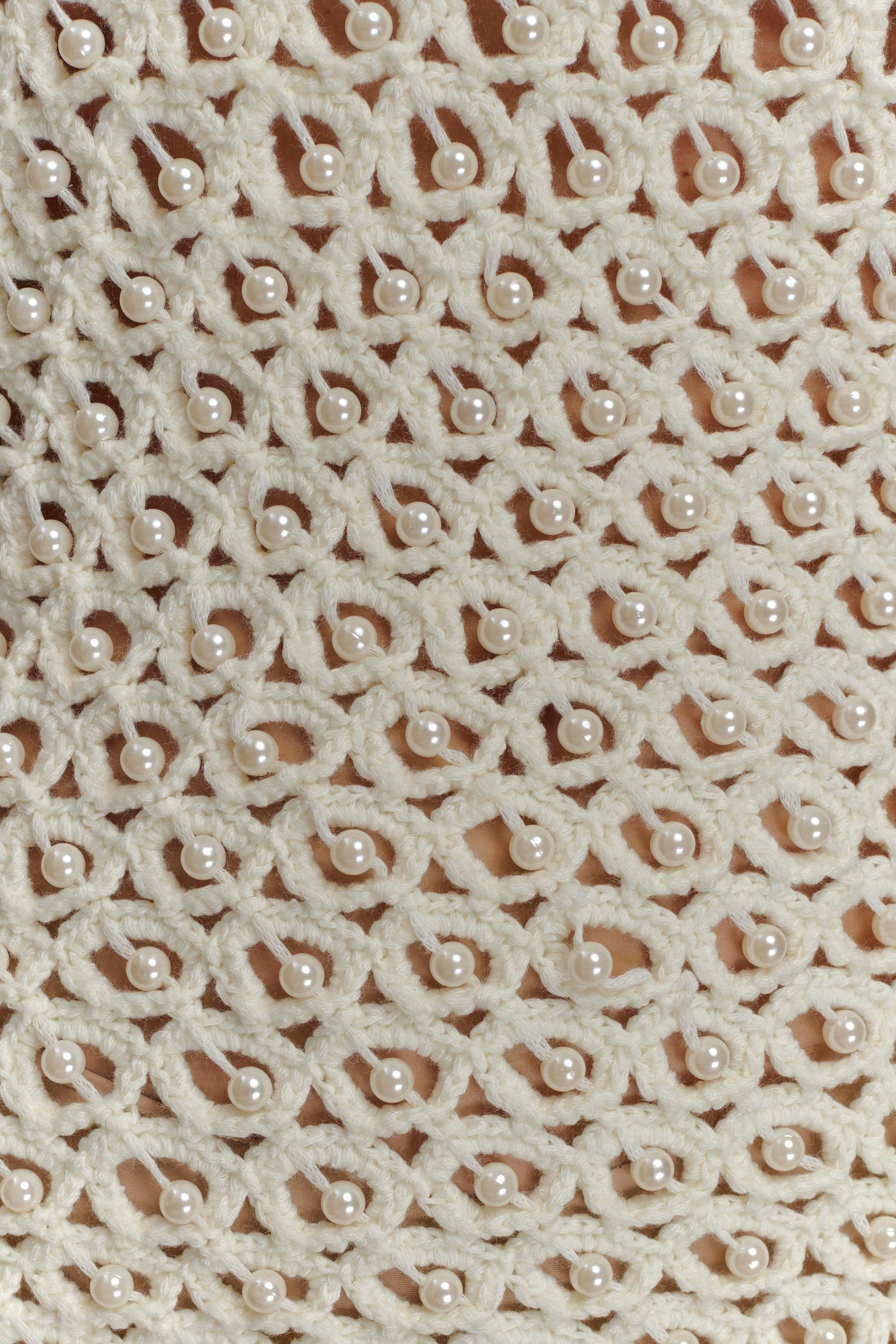 Vanessa Hand Crochet Pearl Mini Dress - Ivory #9