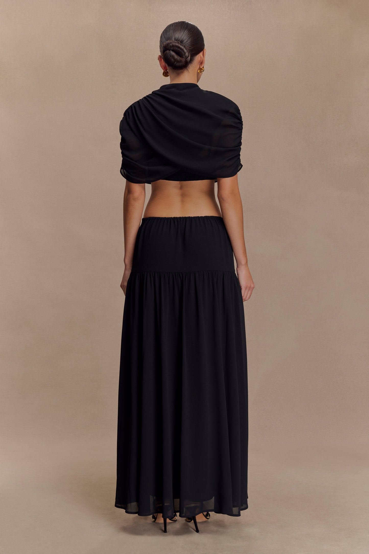 Georgina Chiffon Midi Dress - Black