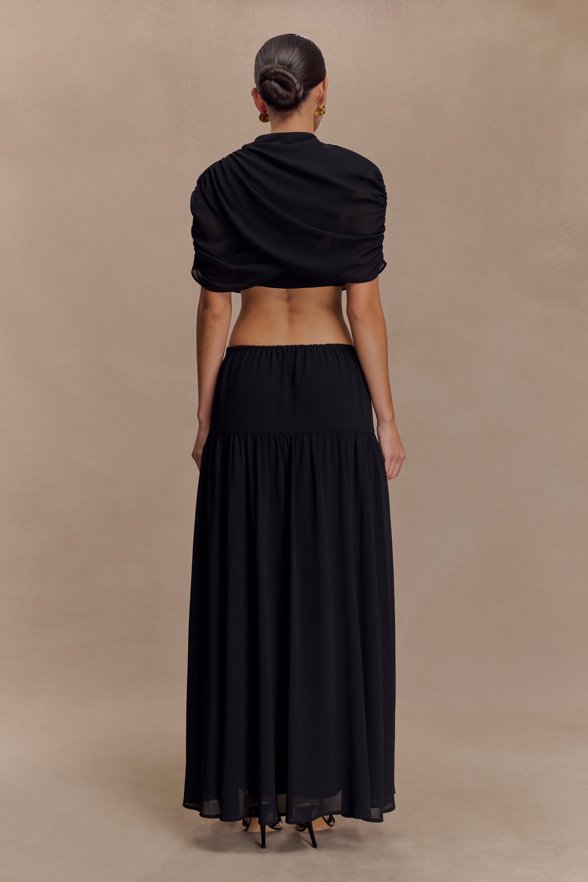 Georgina Chiffon Midi Dress - Black #2