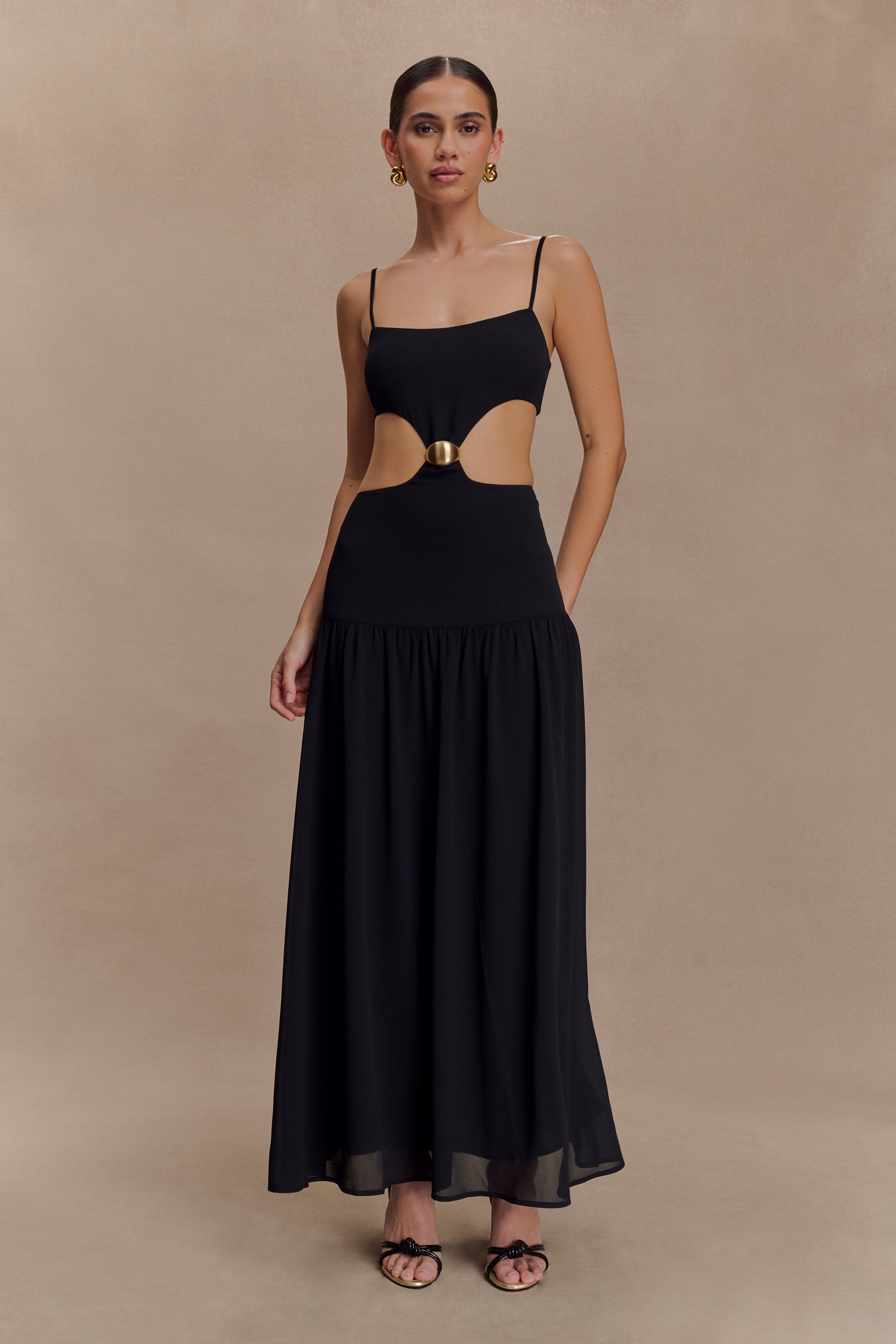 Georgina Chiffon Midi Dress - Black #5