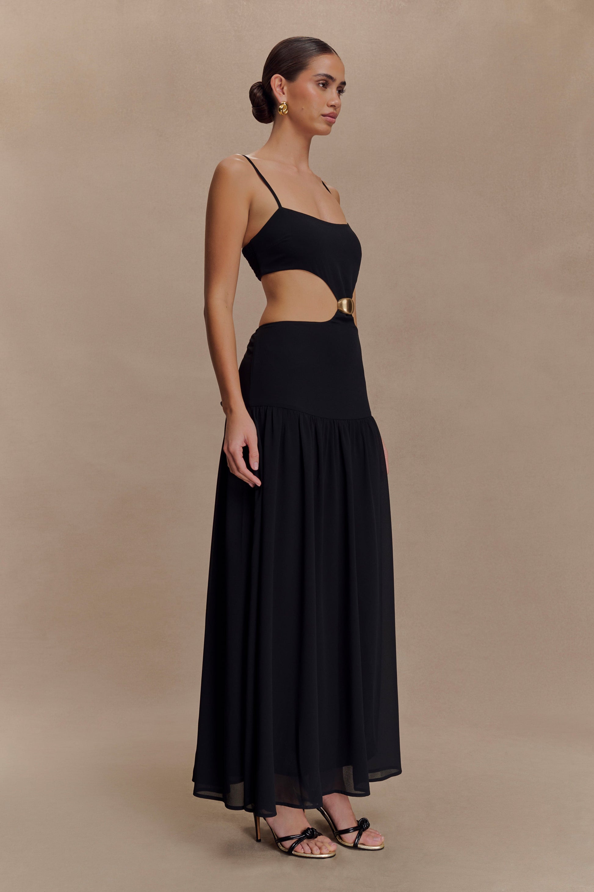 Georgina Chiffon Midi Dress - Black #7