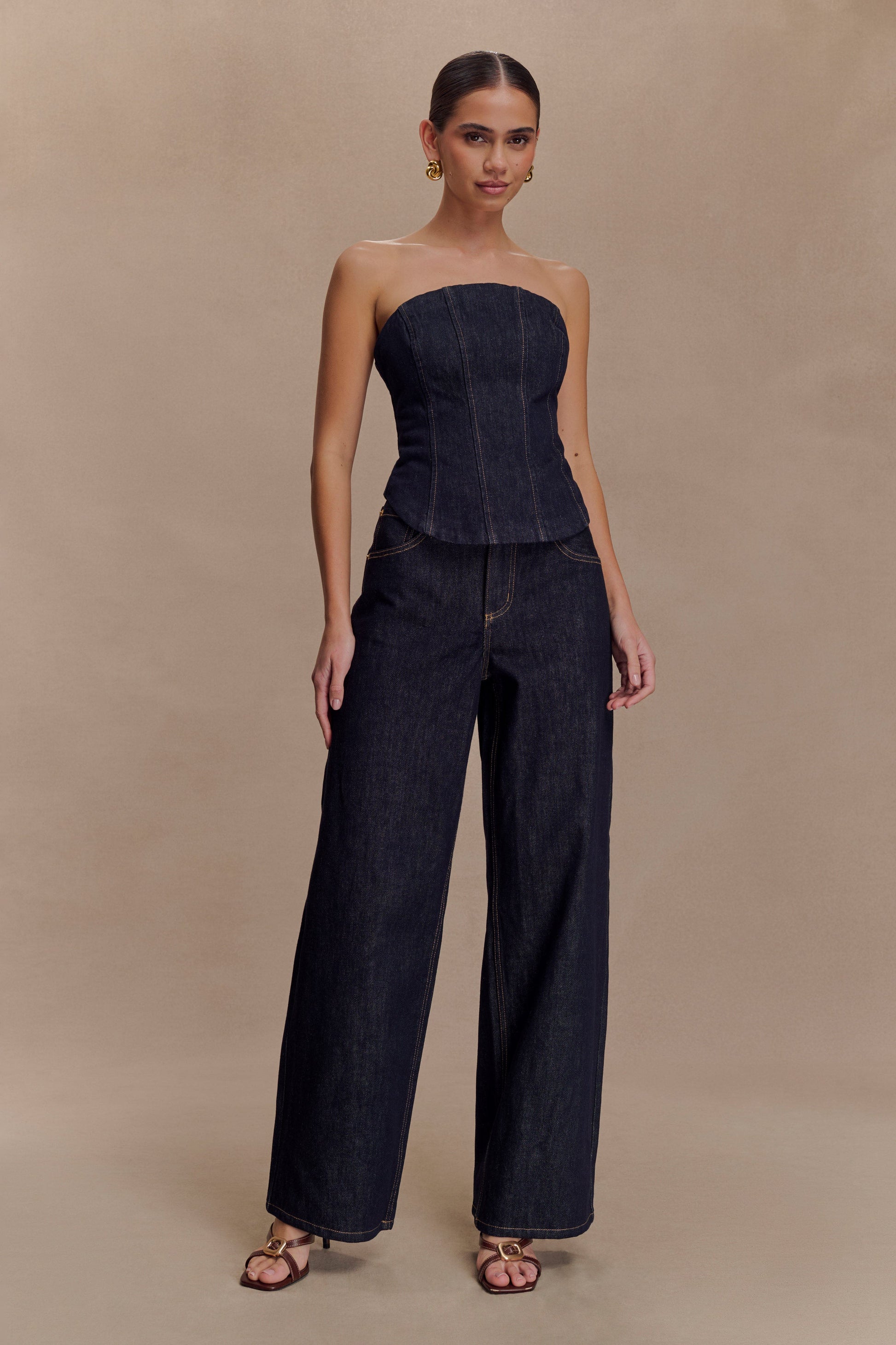 Monte Strapless Denim Corset - Washed Indigo Blue #4