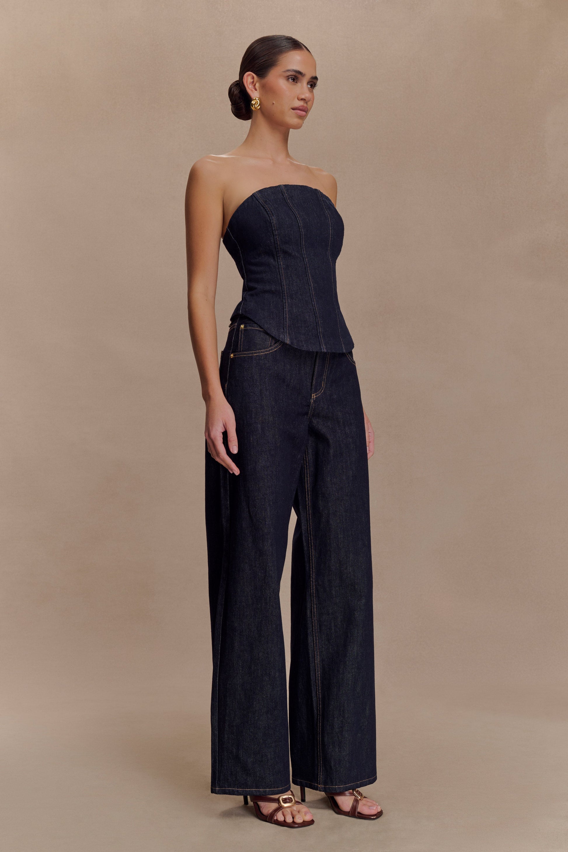 Monte Strapless Denim Corset - Washed Indigo Blue #3