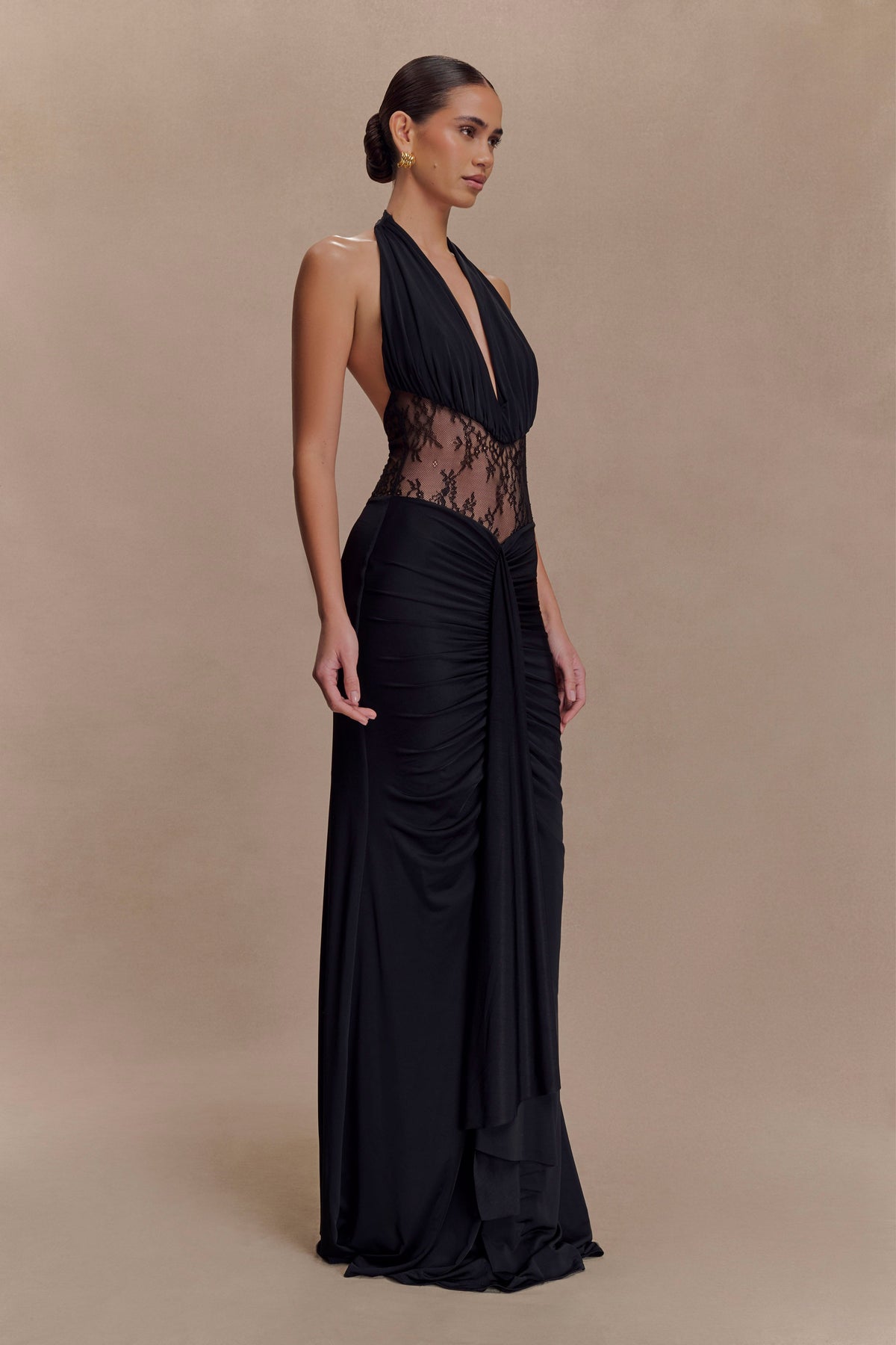 Bonnie Slinky And Lace Maxi Dress - Black #4