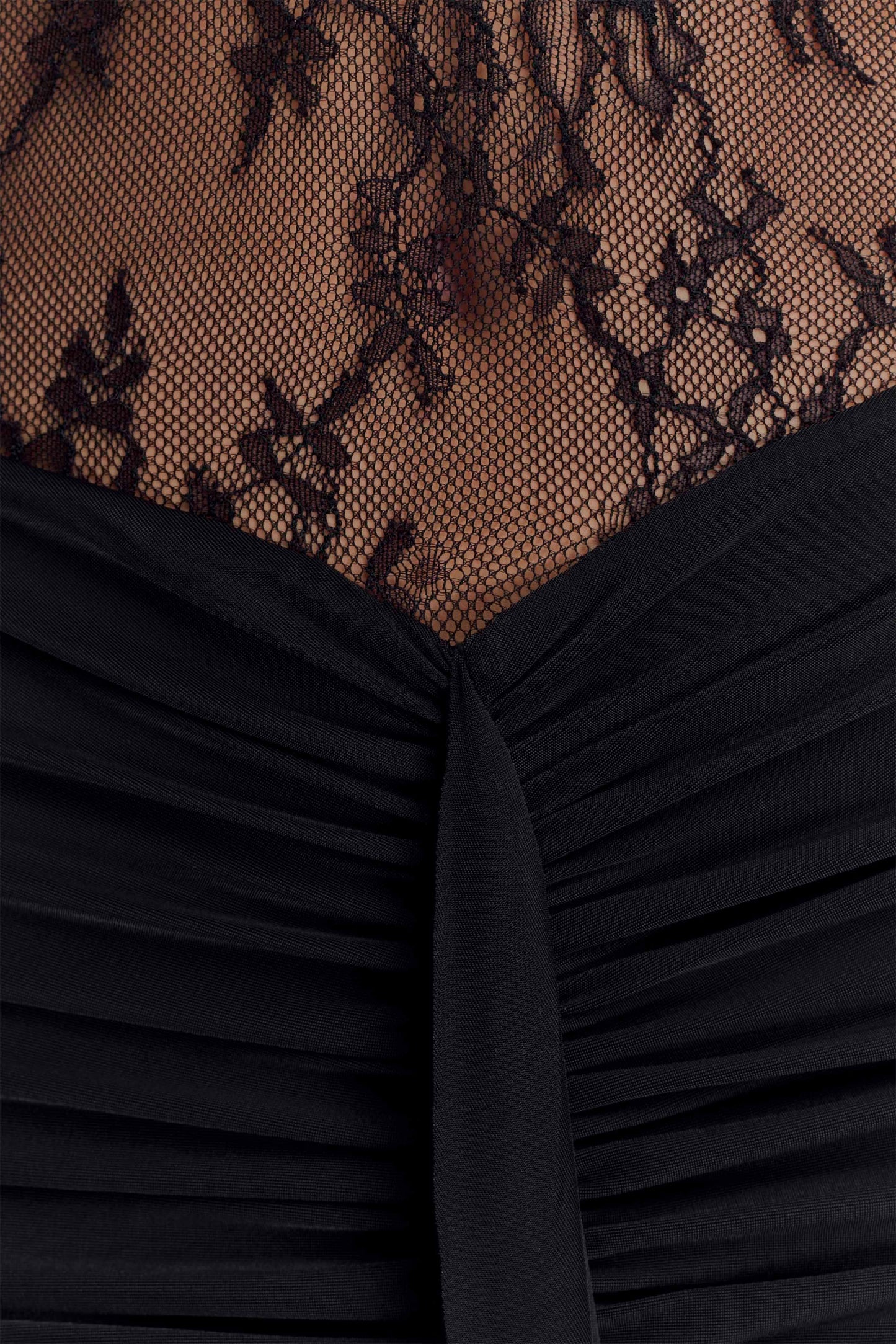 Bonnie Slinky And Lace Maxi Dress - Black