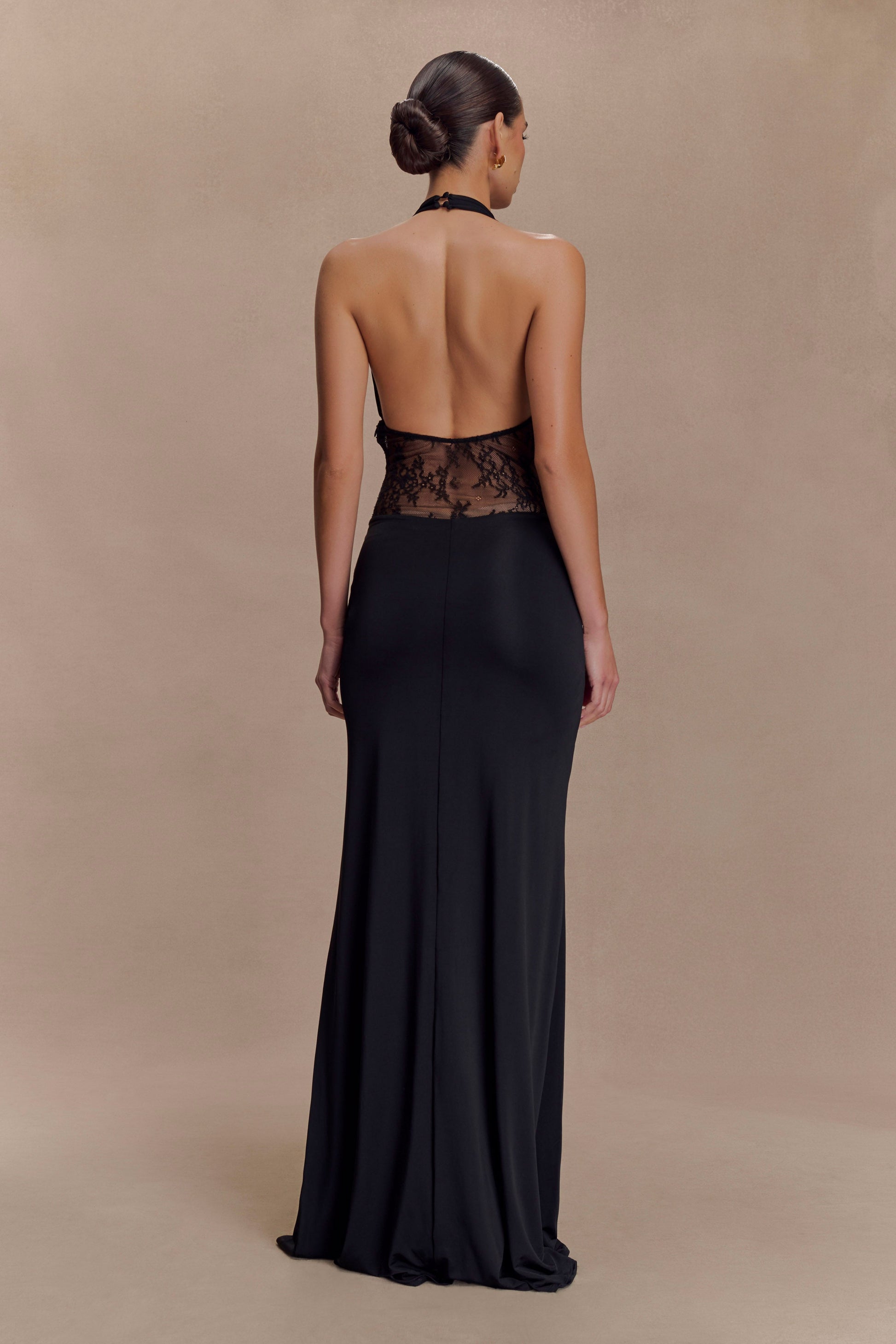 Bonnie Slinky And Lace Maxi Dress - Black #2