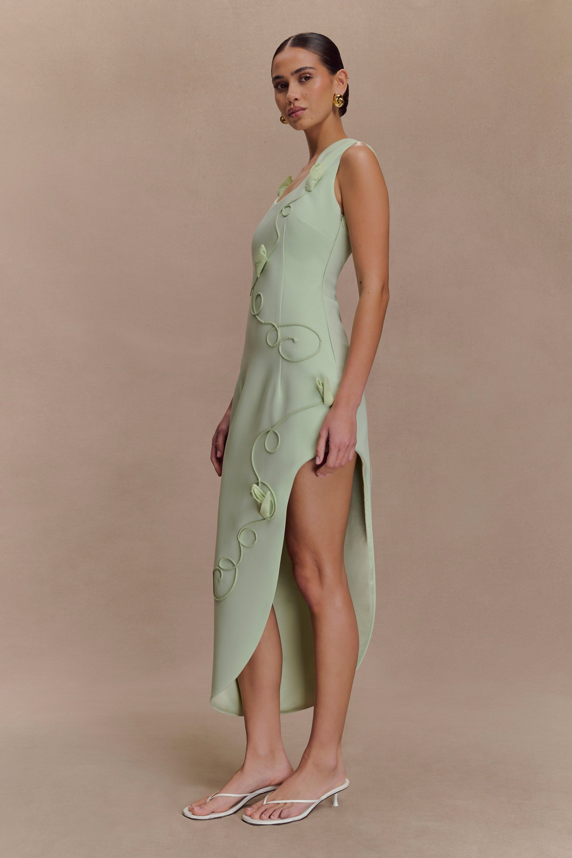 Virginia Suiting Embroidered Midi Dress - Sage #4