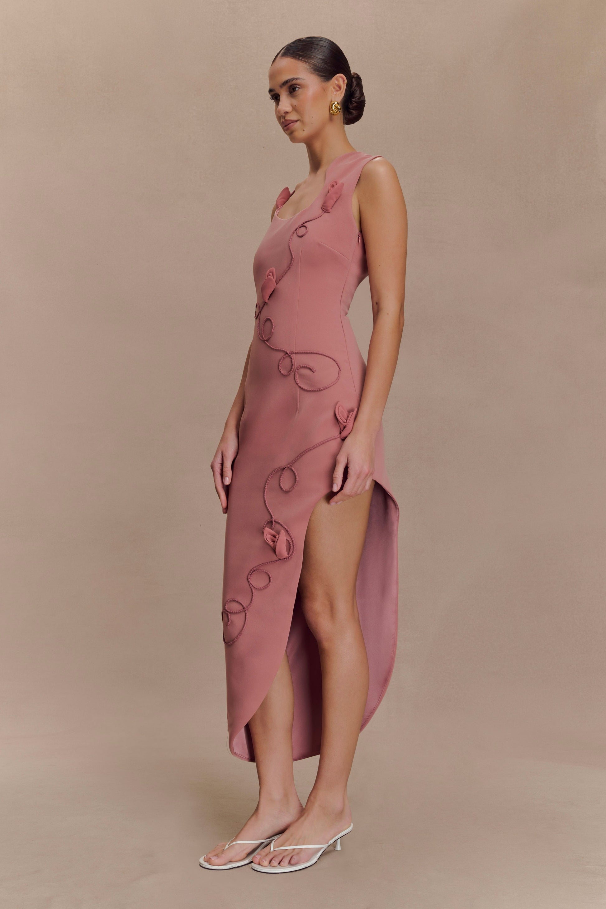 Virginia Suiting Embroidered Midi Dress - Burnt Rose #4
