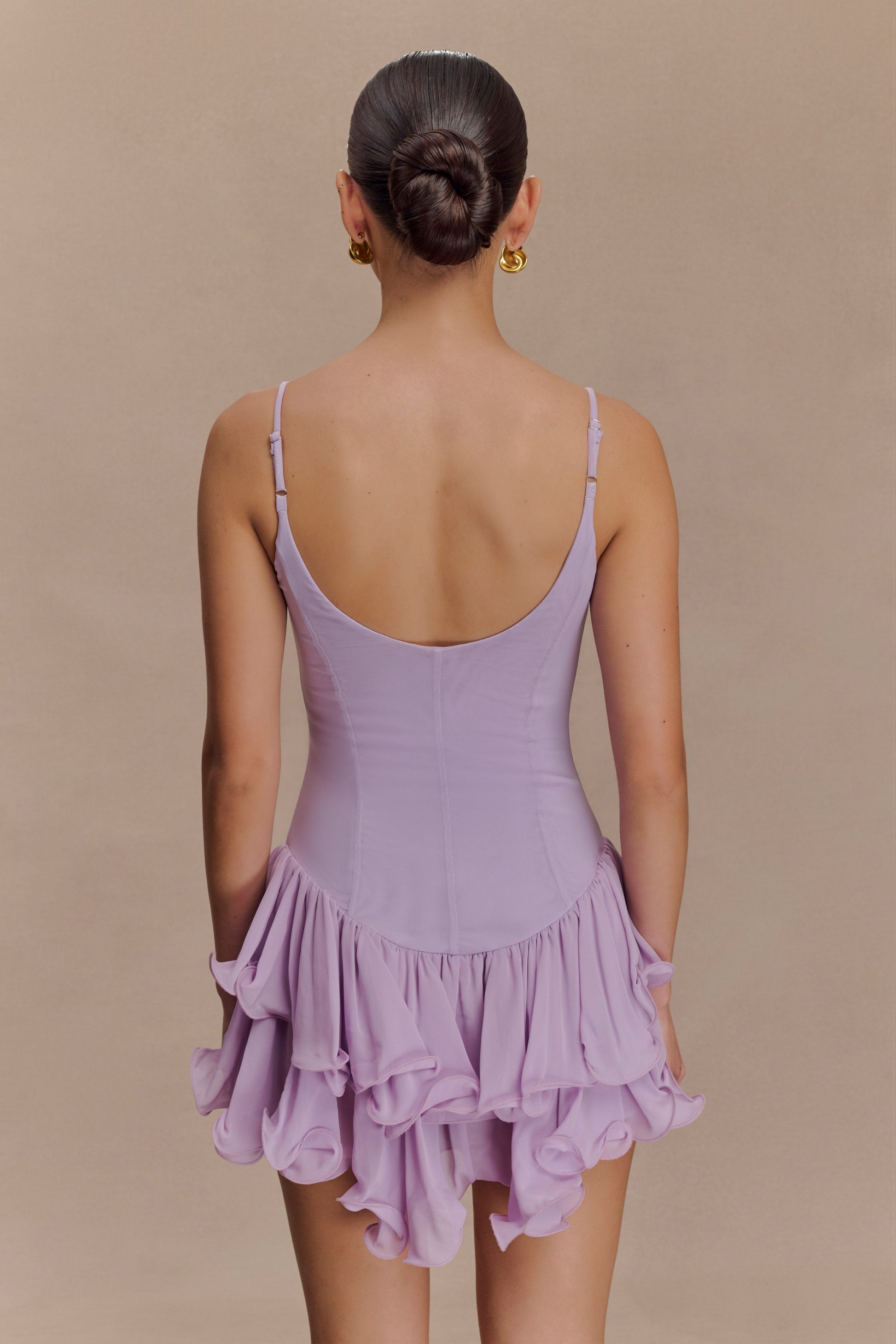 Calantha Ruffle Mesh Mini Dress - Lilac #5
