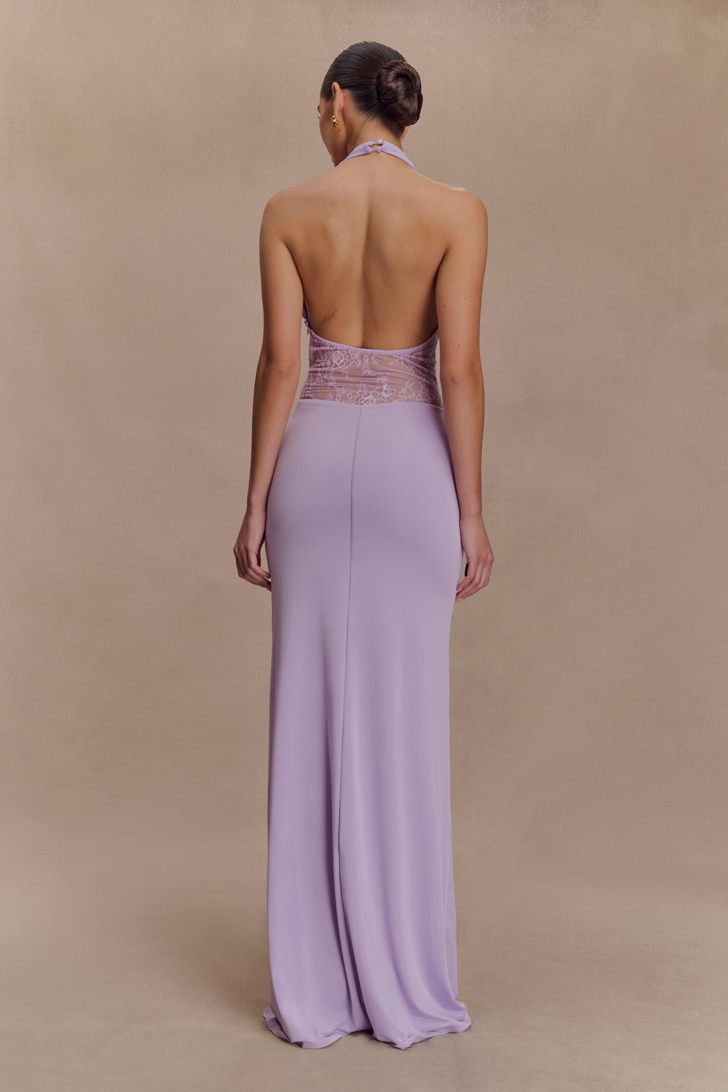 Bonnie Slinky And Lace Maxi Dress - Lilac