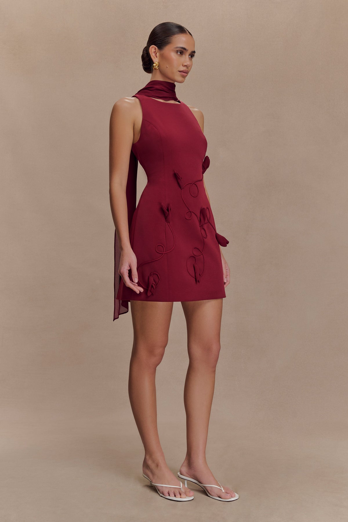 Skyler Suiting Embroidered Mini Dress - Wine #4