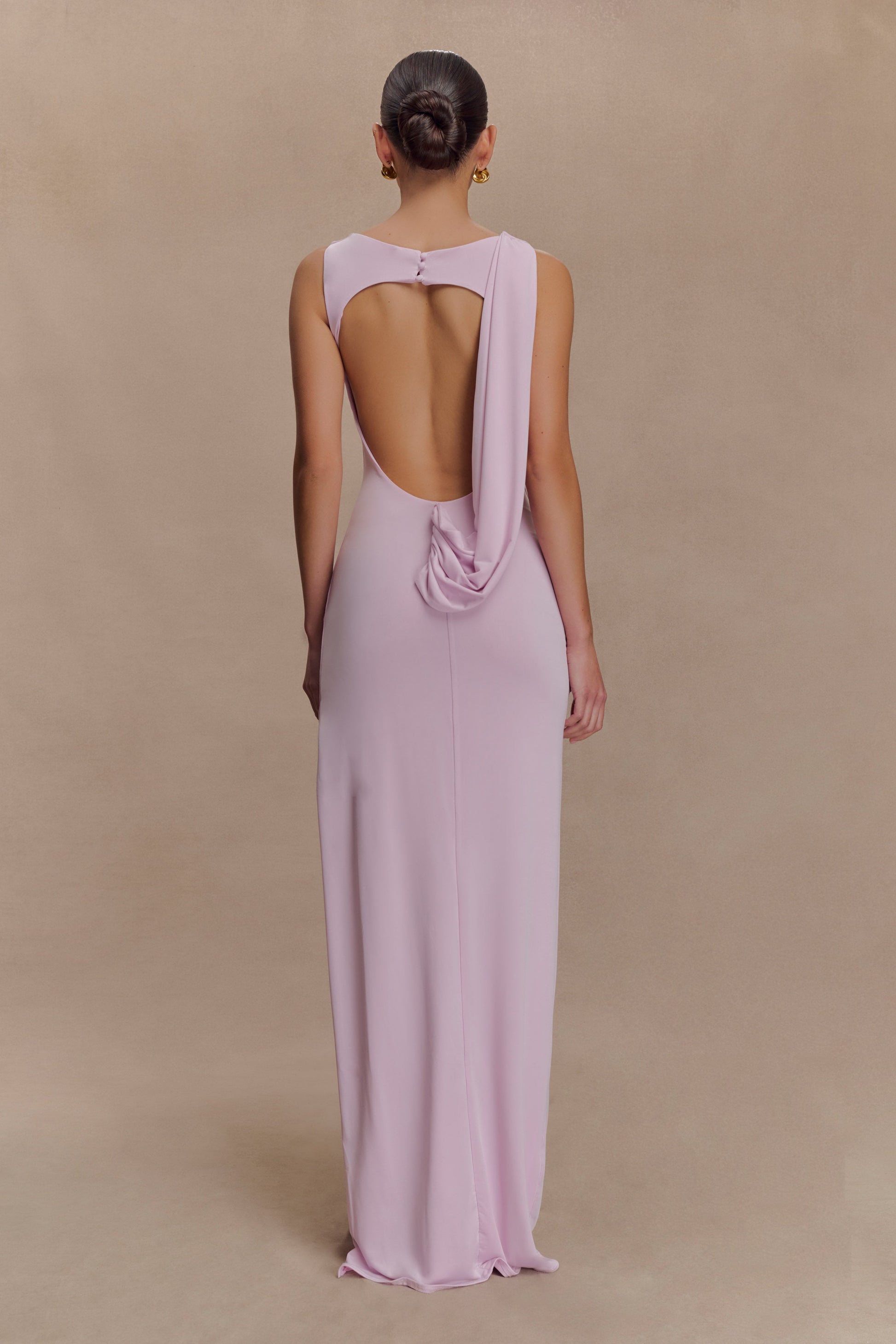 Henley Slinky Drape Maxi Dress - Baby Pink #3