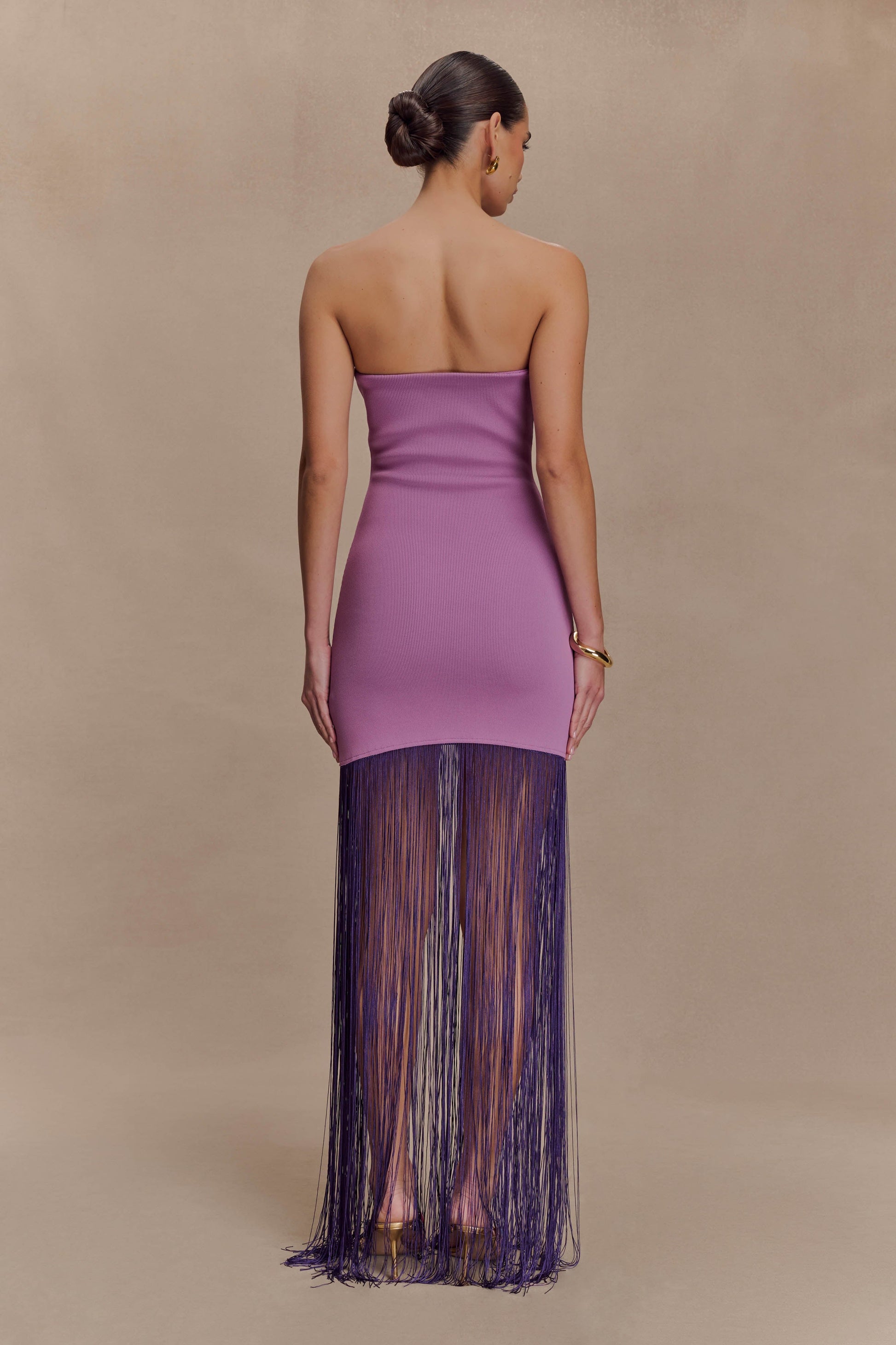 Koah Fringe Bandage Knit Maxi Dress - Purple #5