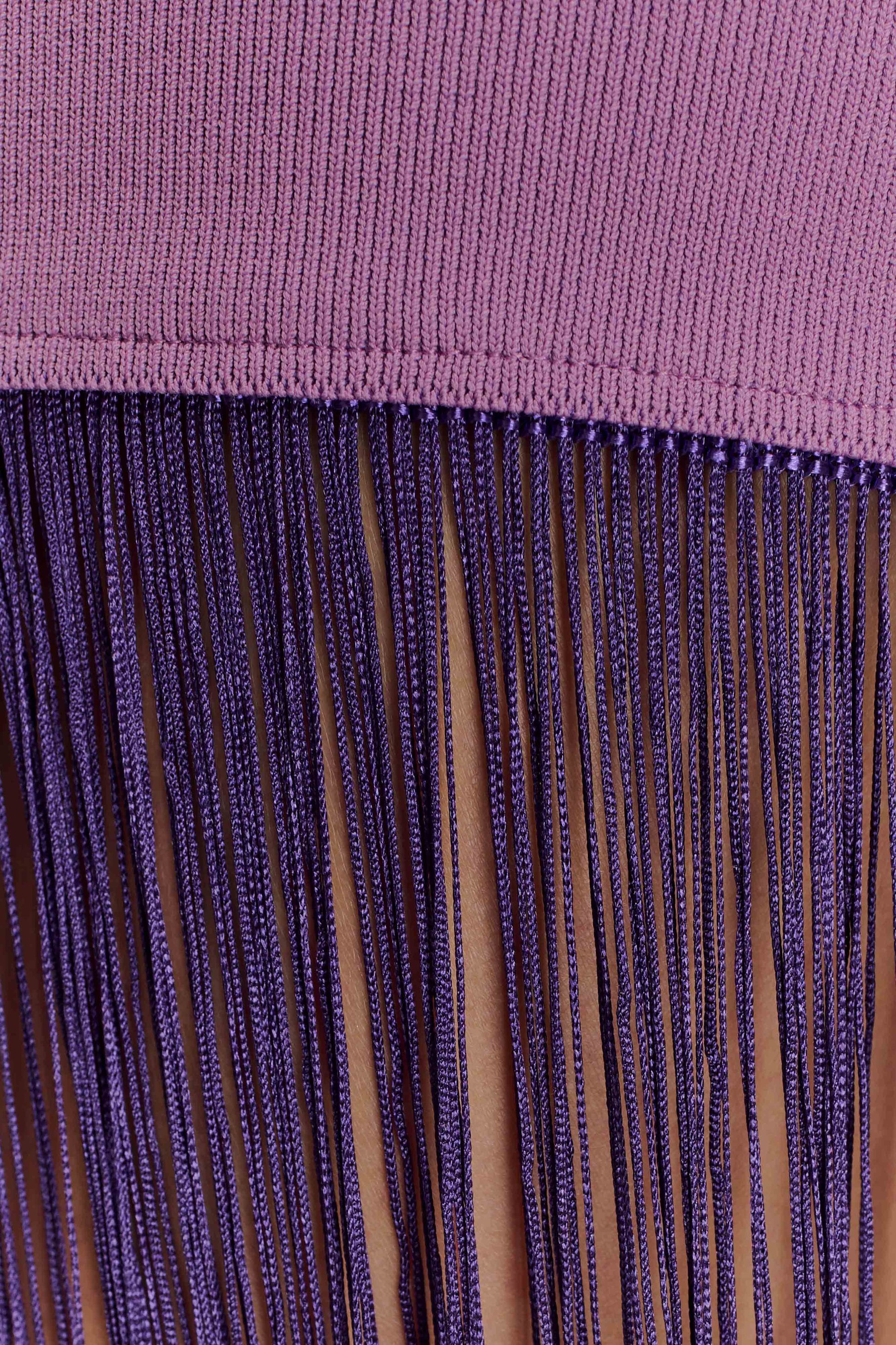 Koah Fringe Bandage Knit Maxi Dress - Purple #8