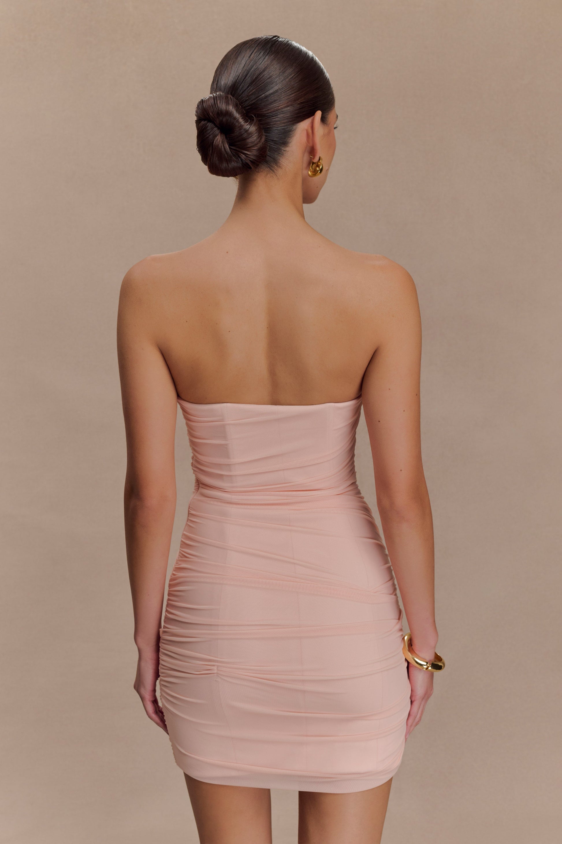 Jianna Strapless Mesh Mini Dress - Powder Pink #2