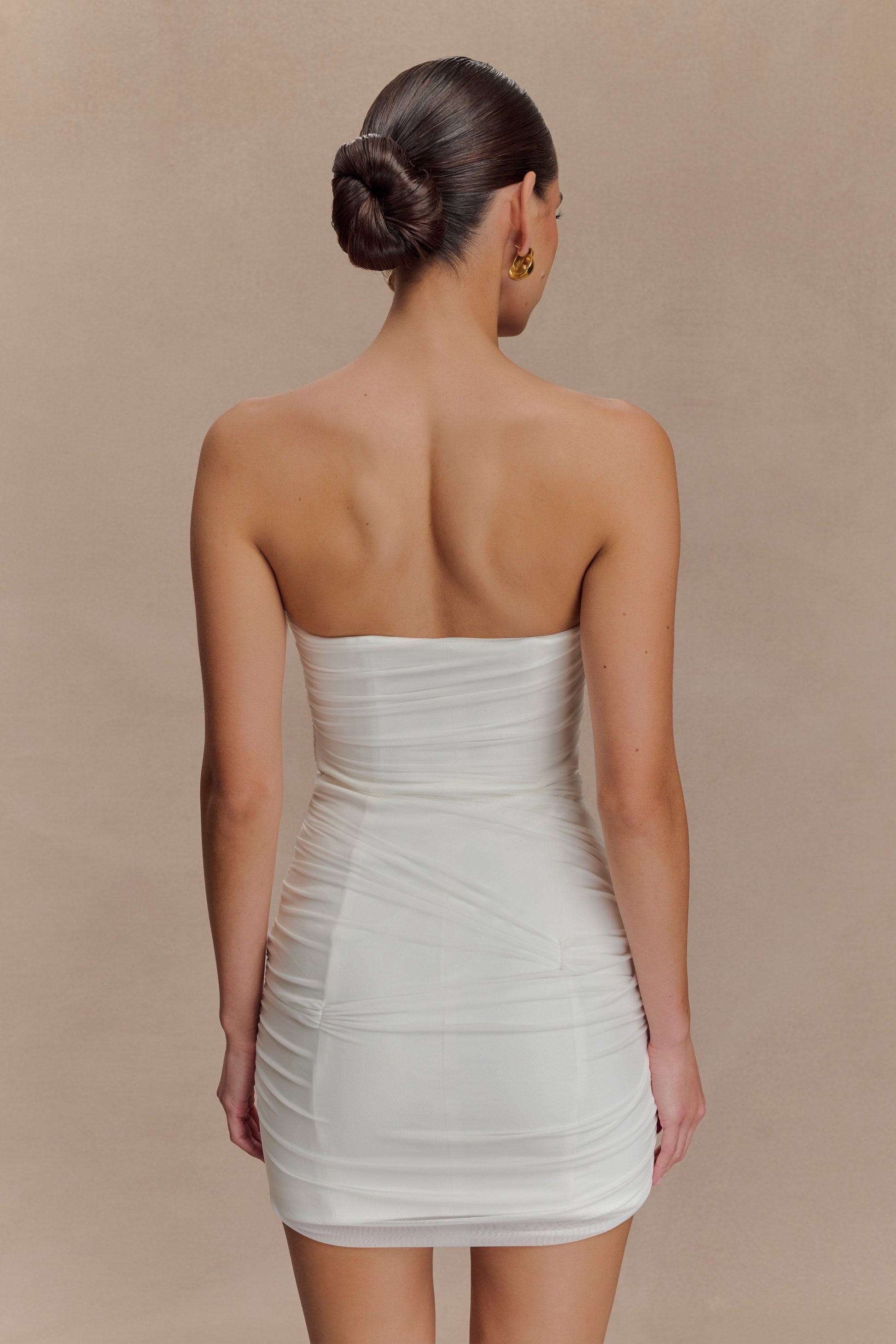 Jianna Strapless Mesh Mini Dress - White #2