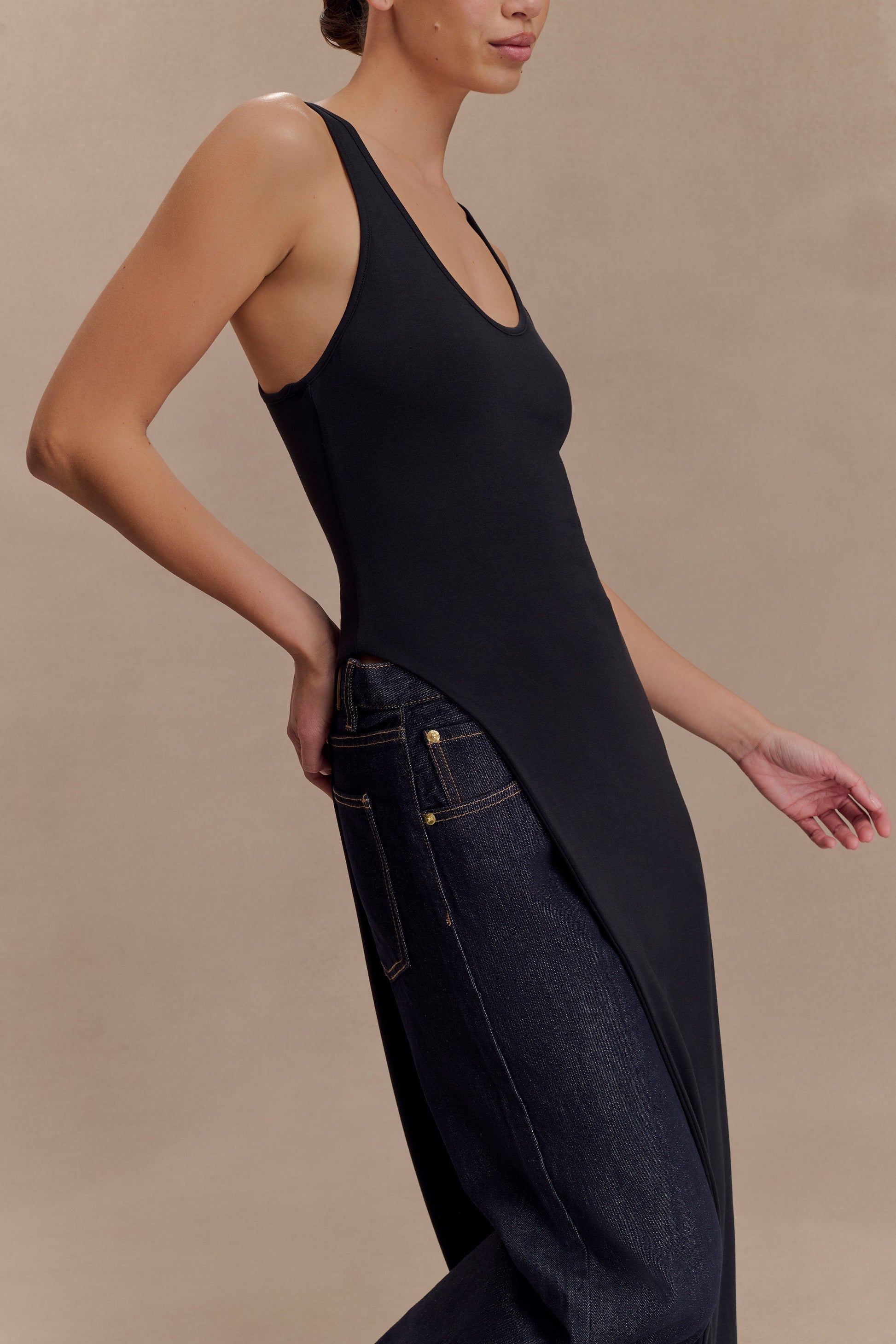 Ellerie Longline Racerback Top - Black #4