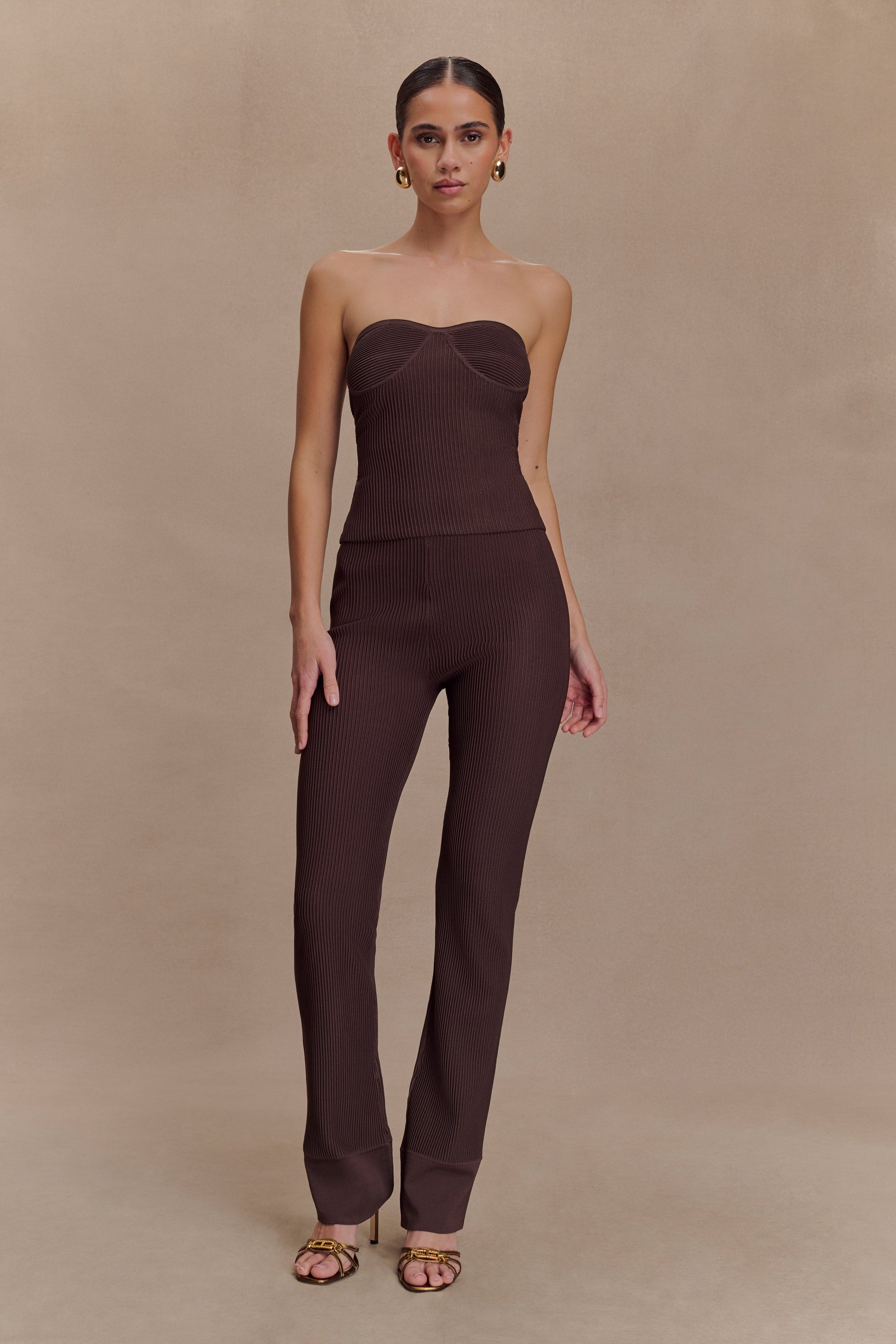 Elodie Strapless Cupped Knit Top - Chocolate #6