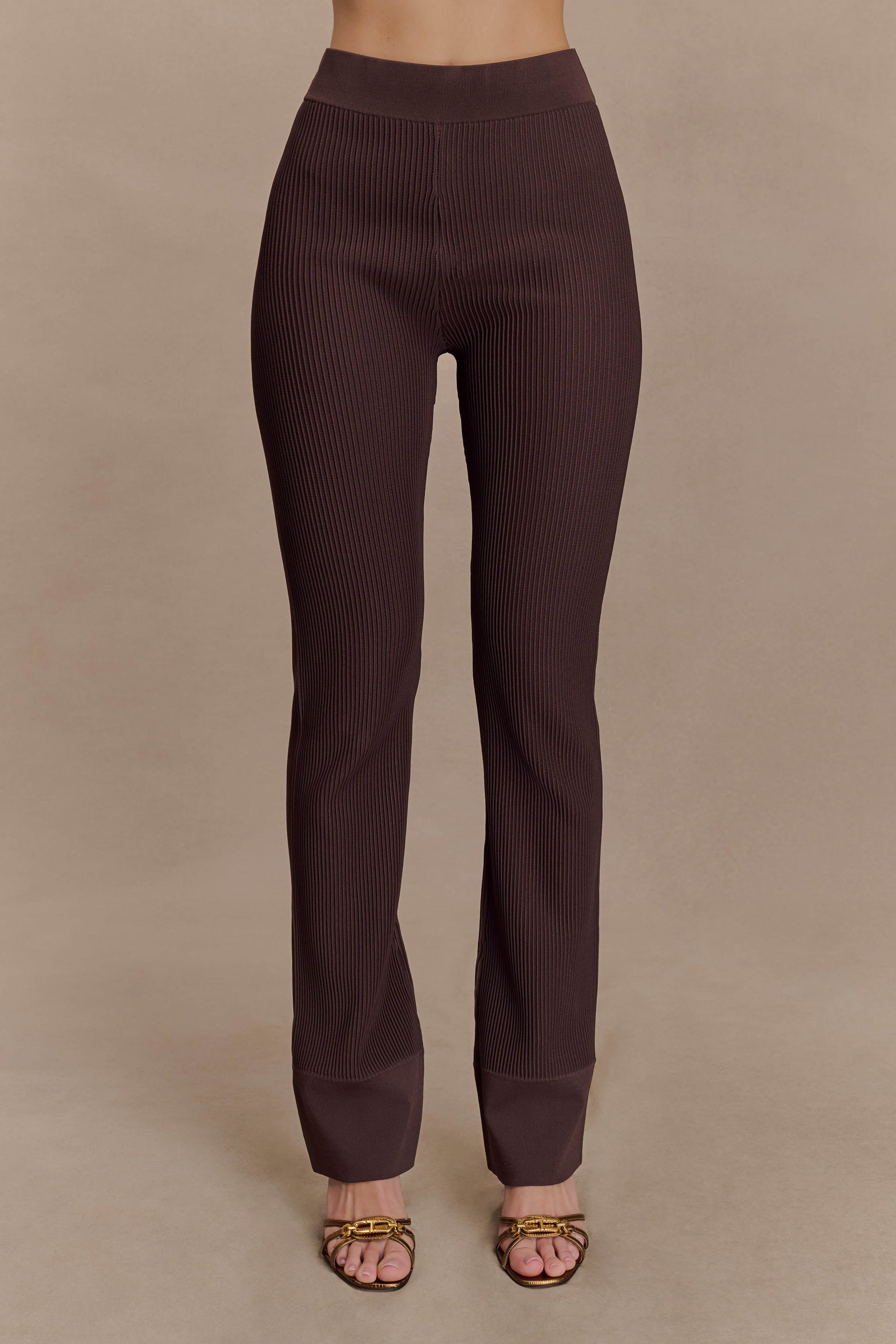 Elodie Ribbed Knit Pants - Chocolate #6