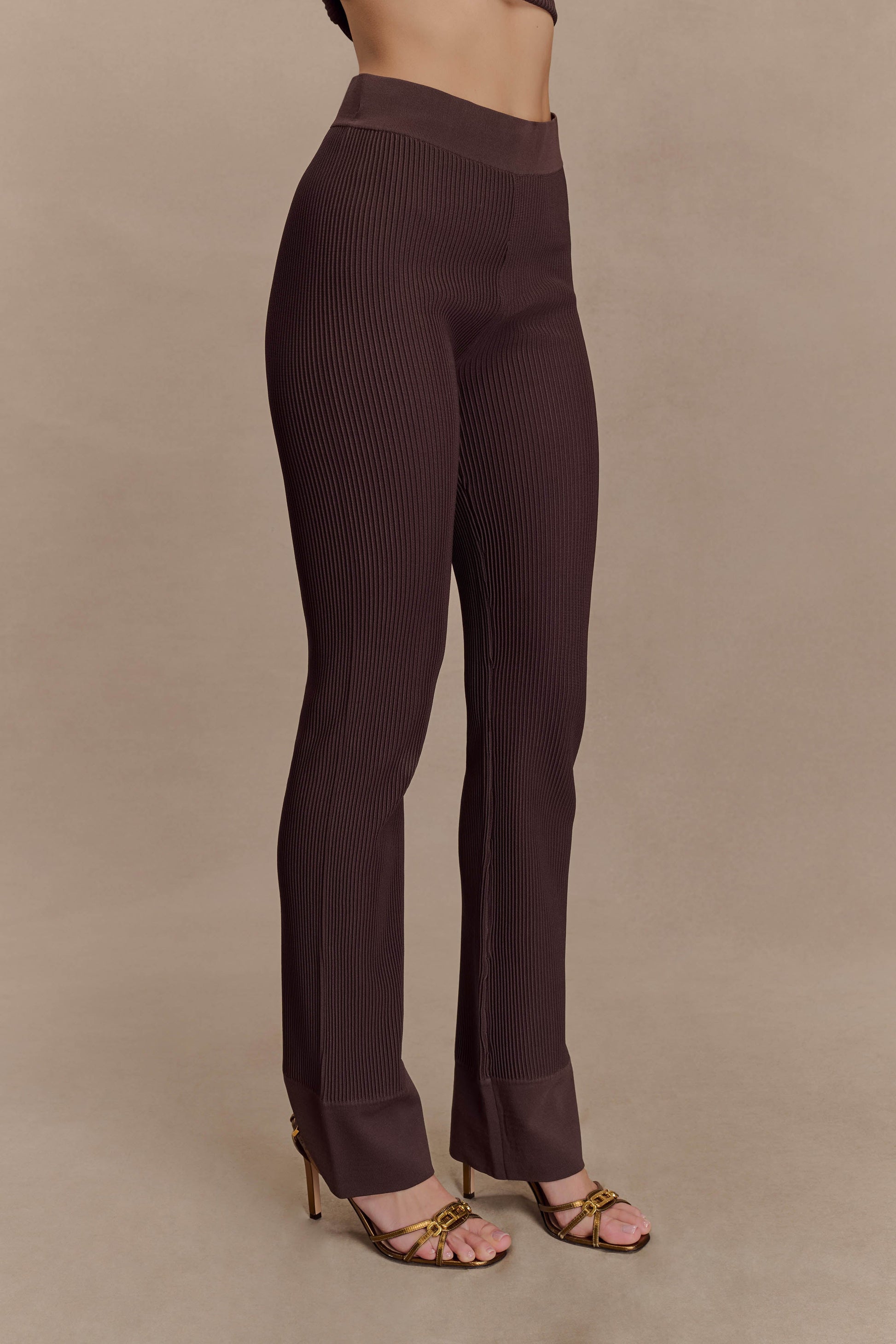 Elodie Ribbed Knit Pants - Chocolate #4