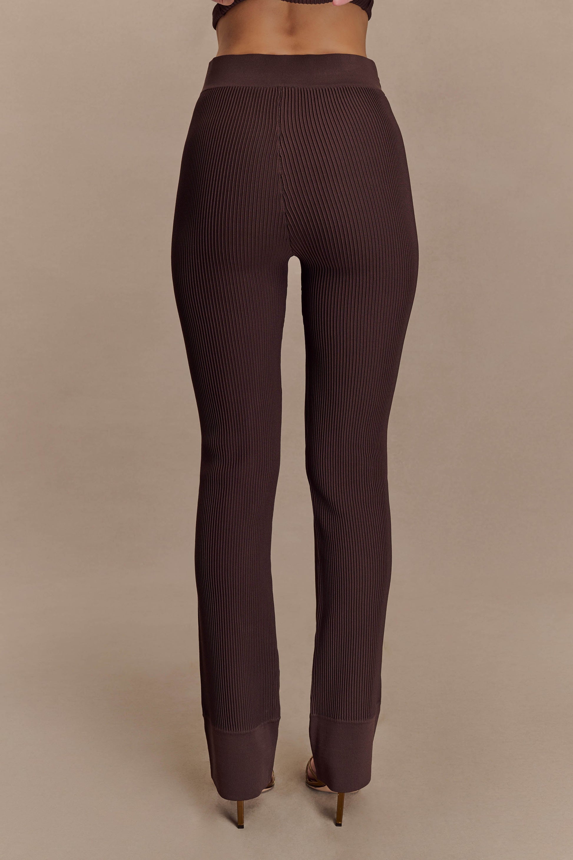 Elodie Ribbed Knit Pants - Chocolate #5