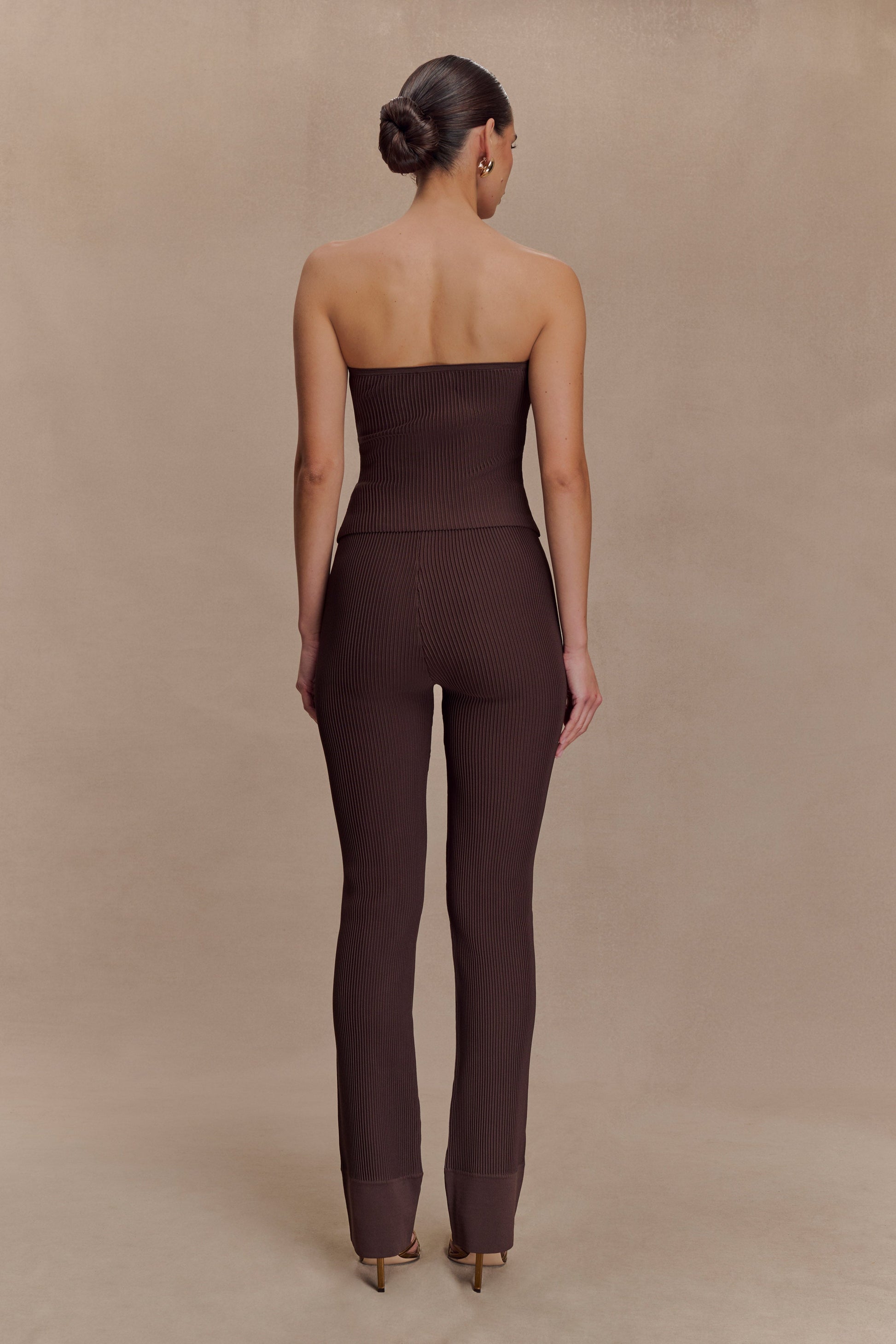 Elodie Ribbed Knit Pants - Chocolate #2