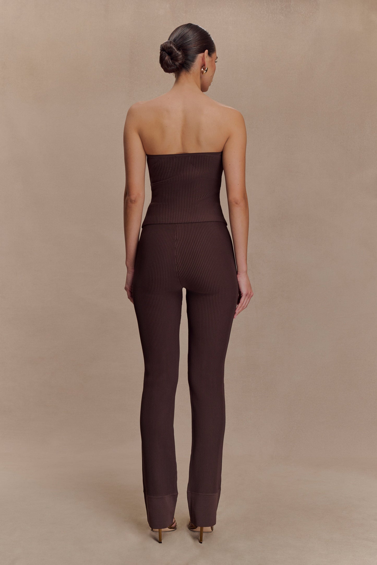 Elodie Strapless Cupped Knit Top - Chocolate