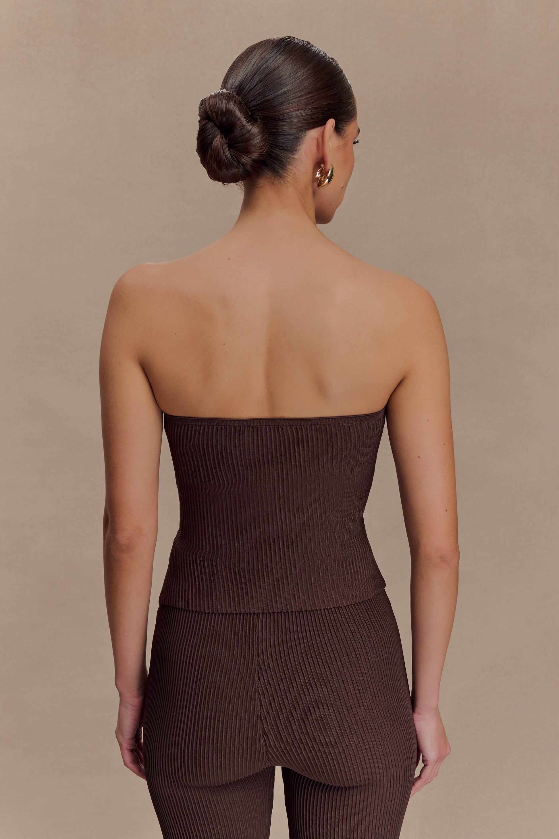 Elodie Strapless Cupped Knit Top - Chocolate #2