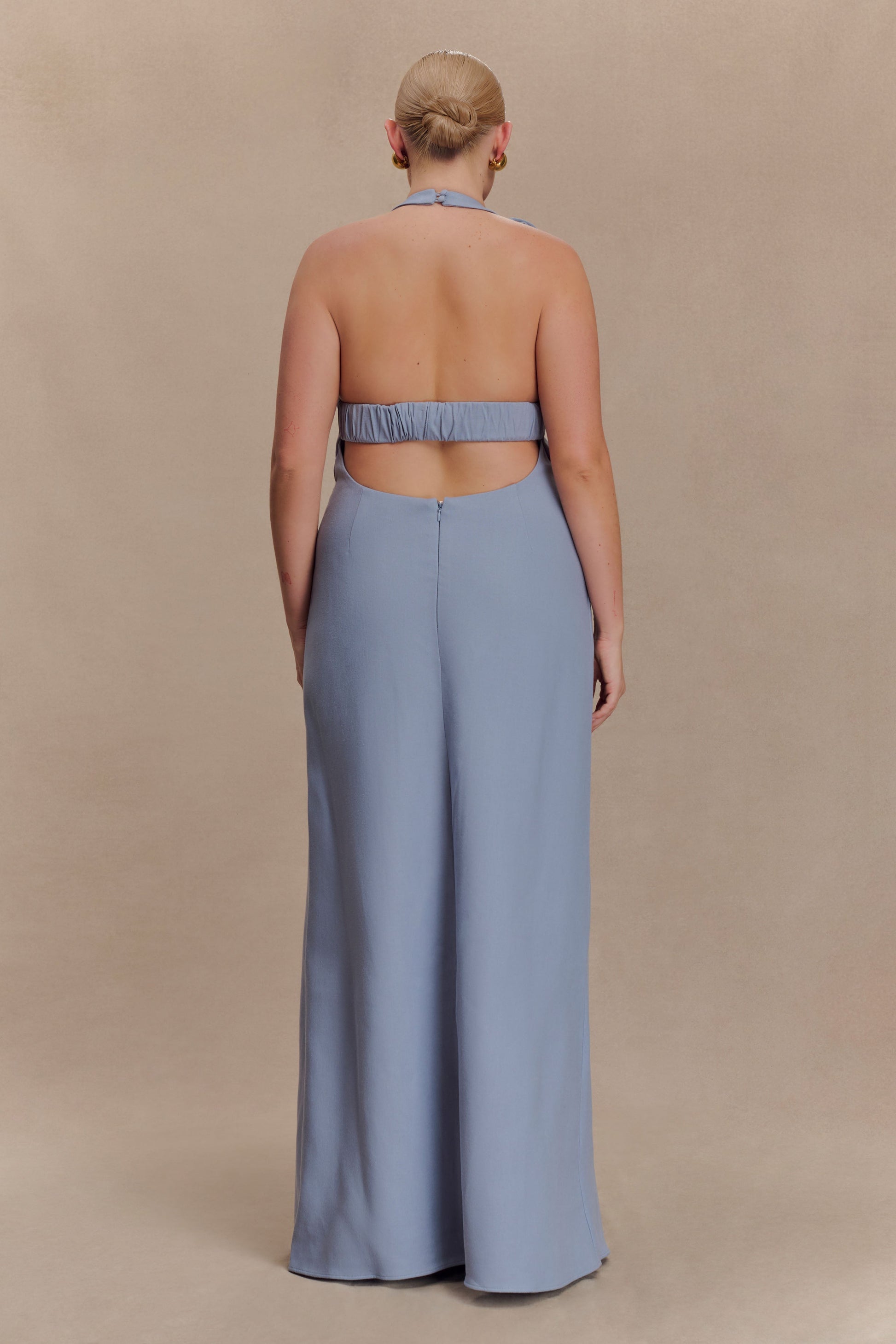 Carolyn Linen Bubble Maxi Dress - Misty Blue #8