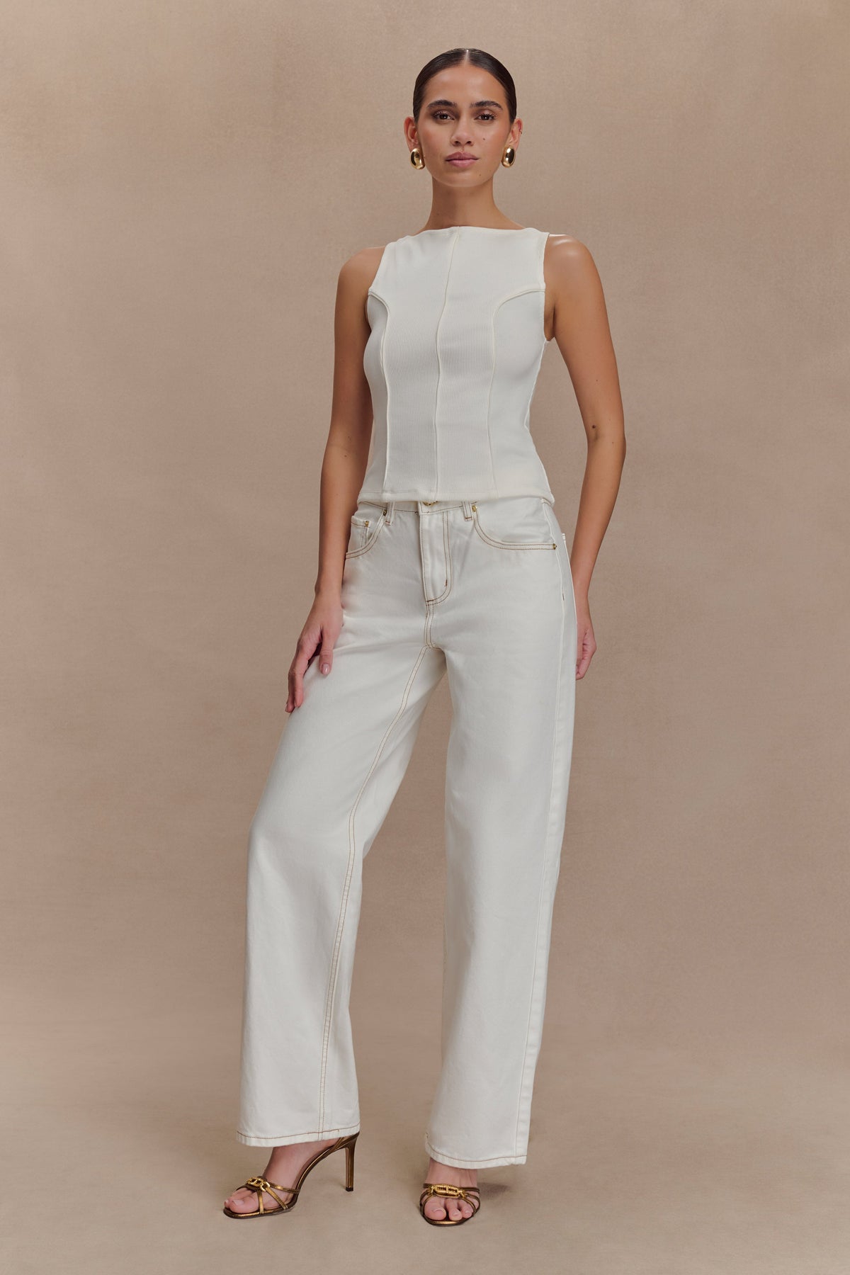 Coraline Panelled Sleeveless Top - White #6