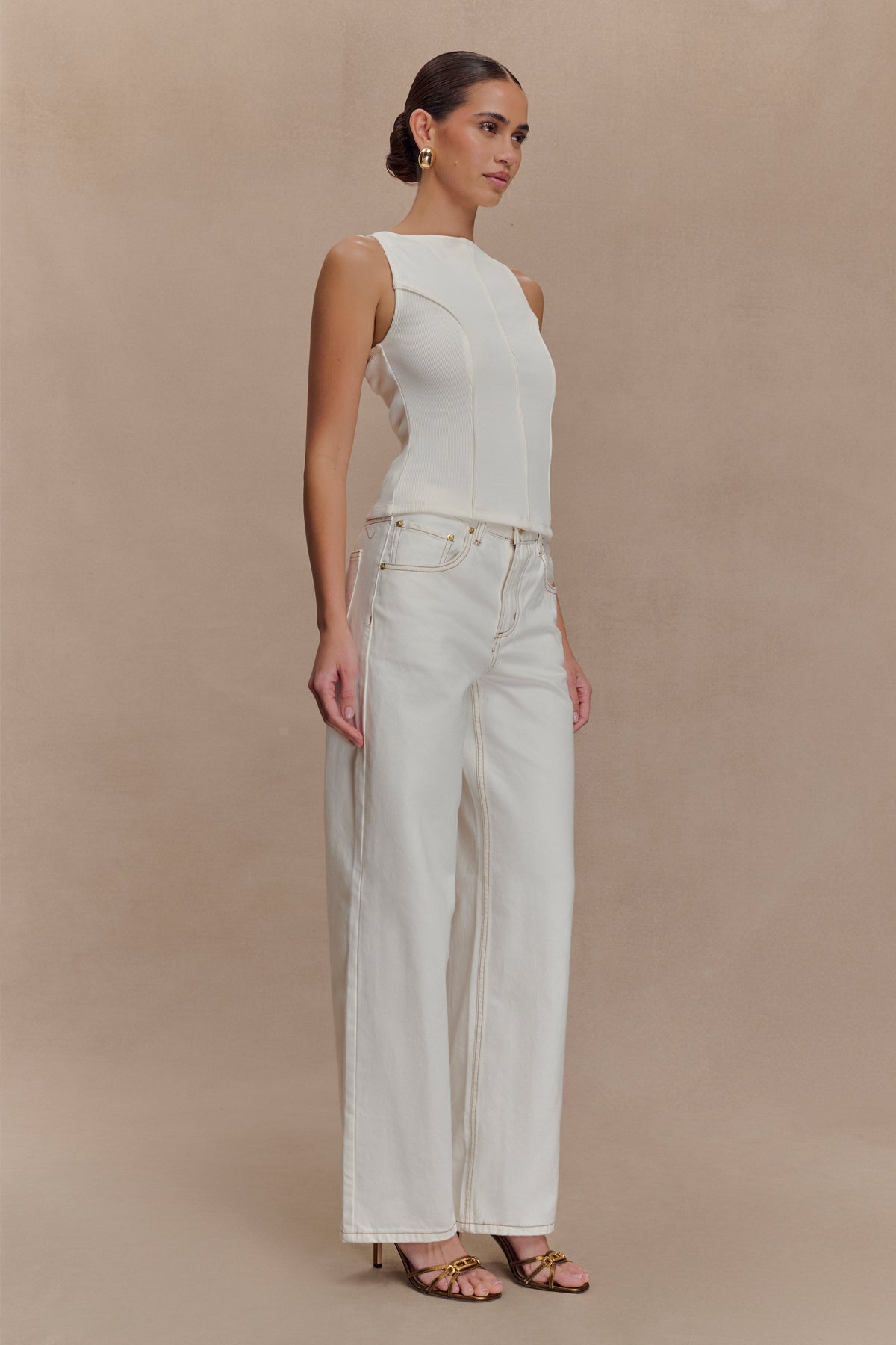 Coraline Panelled Sleeveless Top - White #4