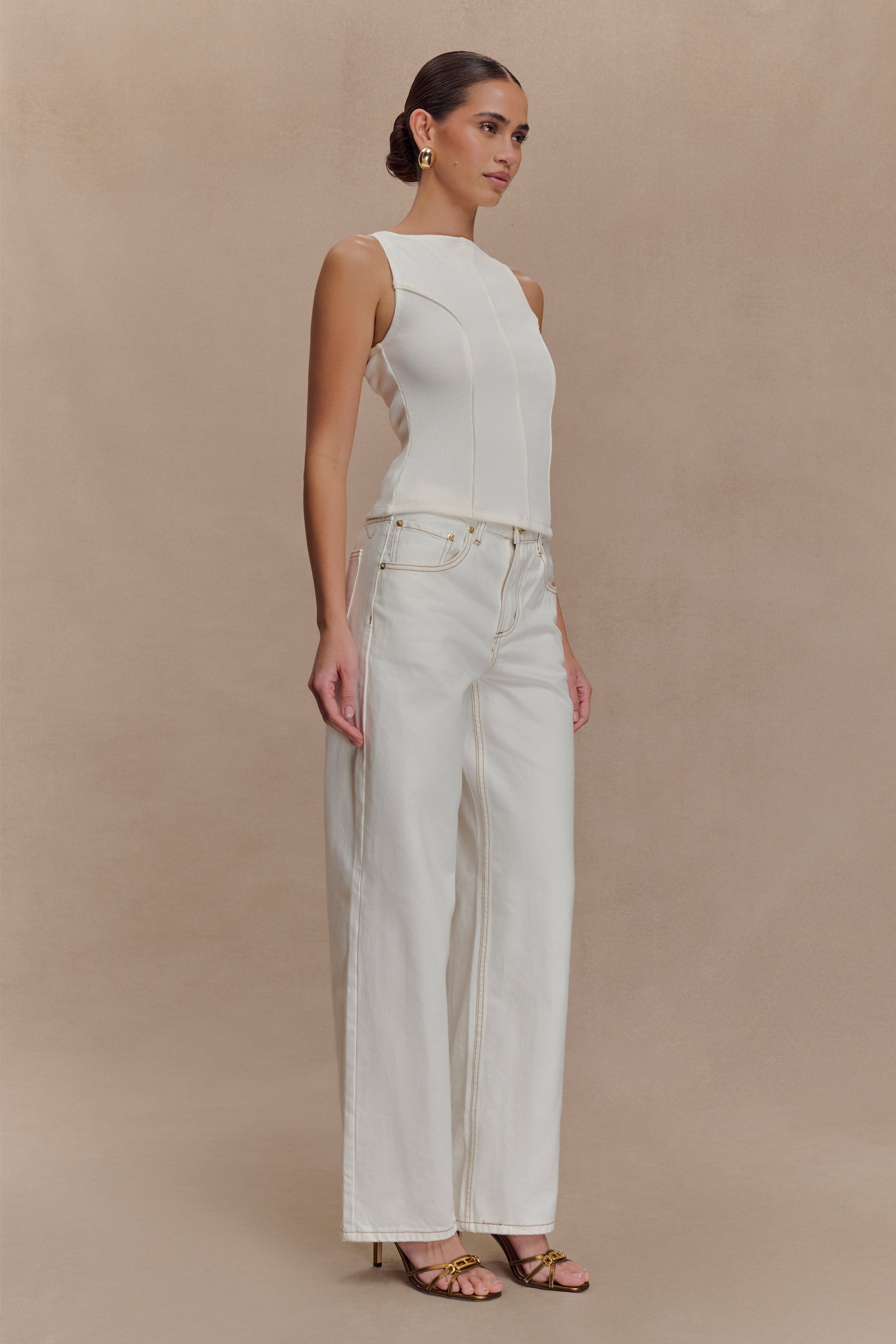 Coraline Panelled Sleeveless Top - White #4