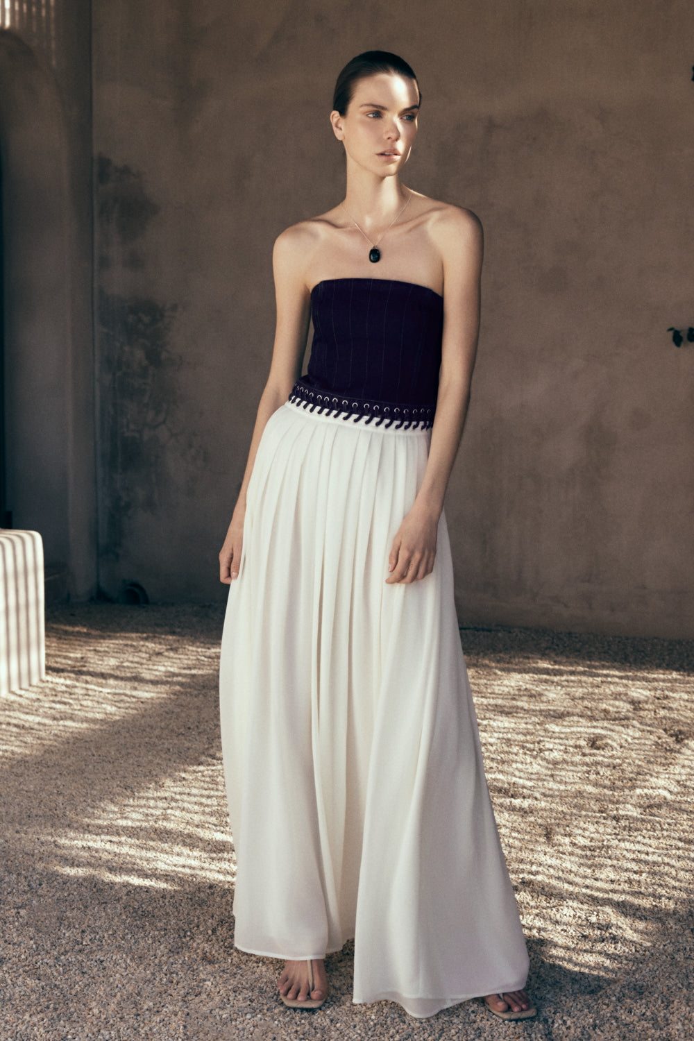 Suella Chiffon Denim Maxi Dress - Indigo Blue #3