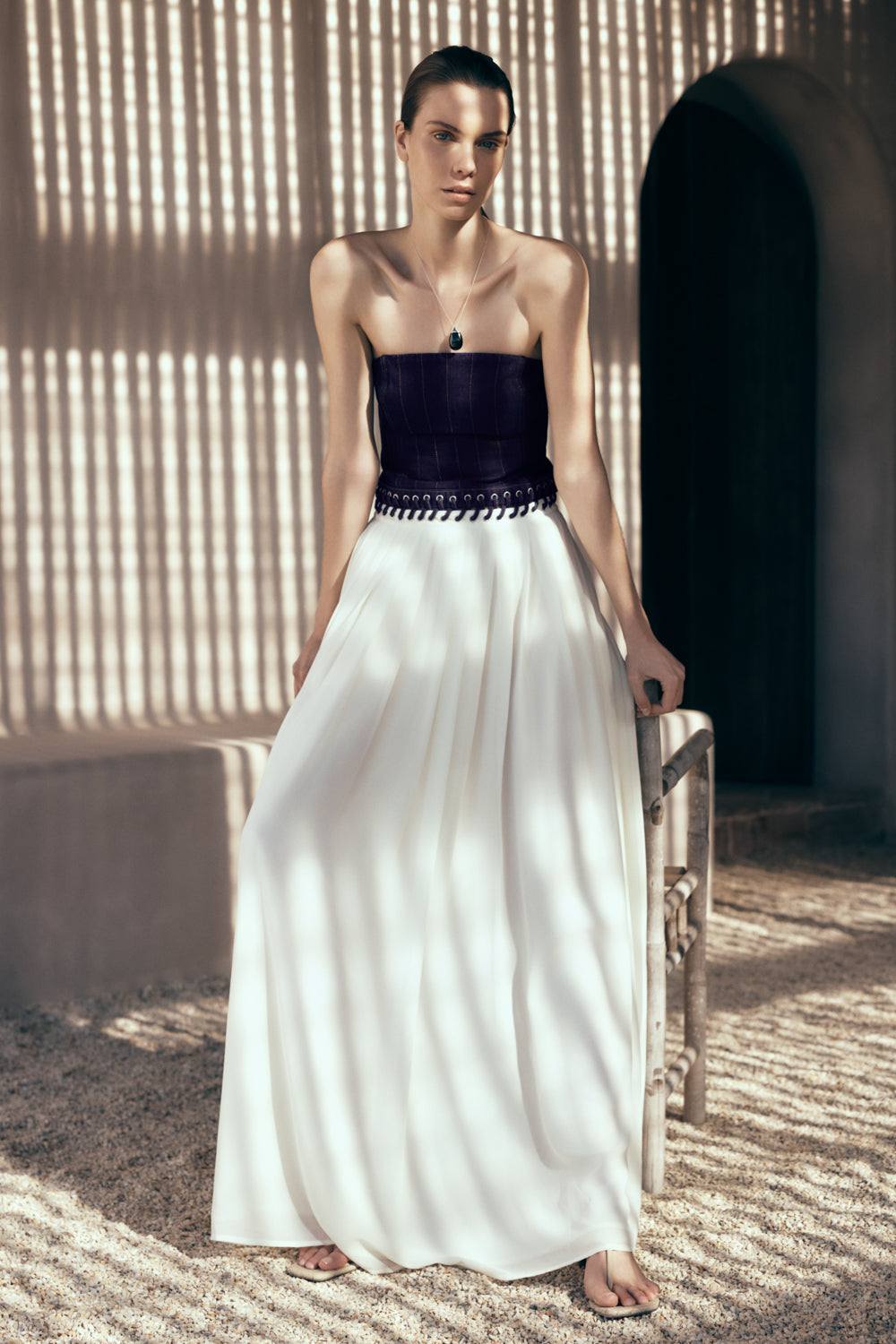 Suella Chiffon Denim Maxi Dress - Indigo Blue #4