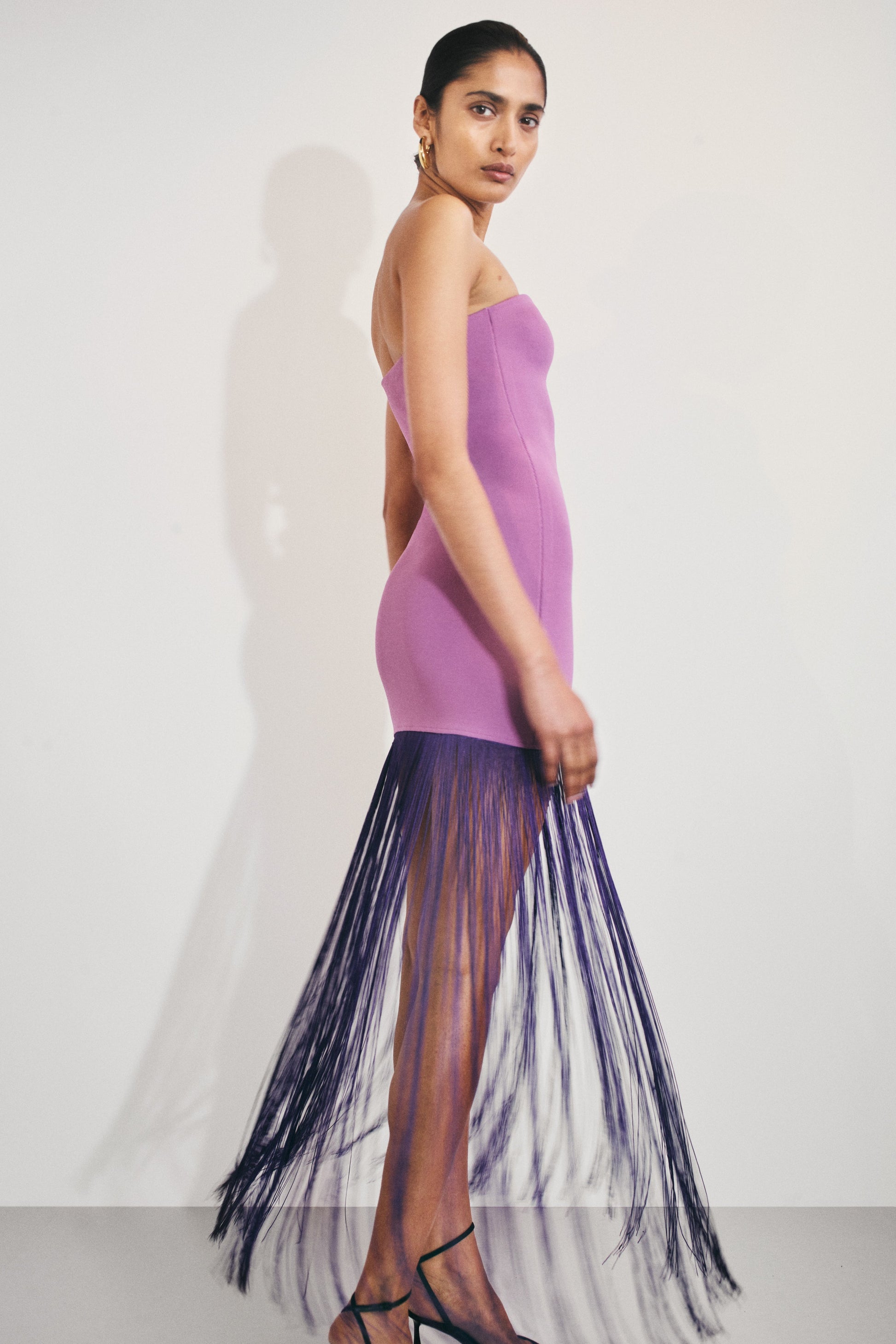 Koah Fringe Bandage Knit Maxi Dress - Purple #4