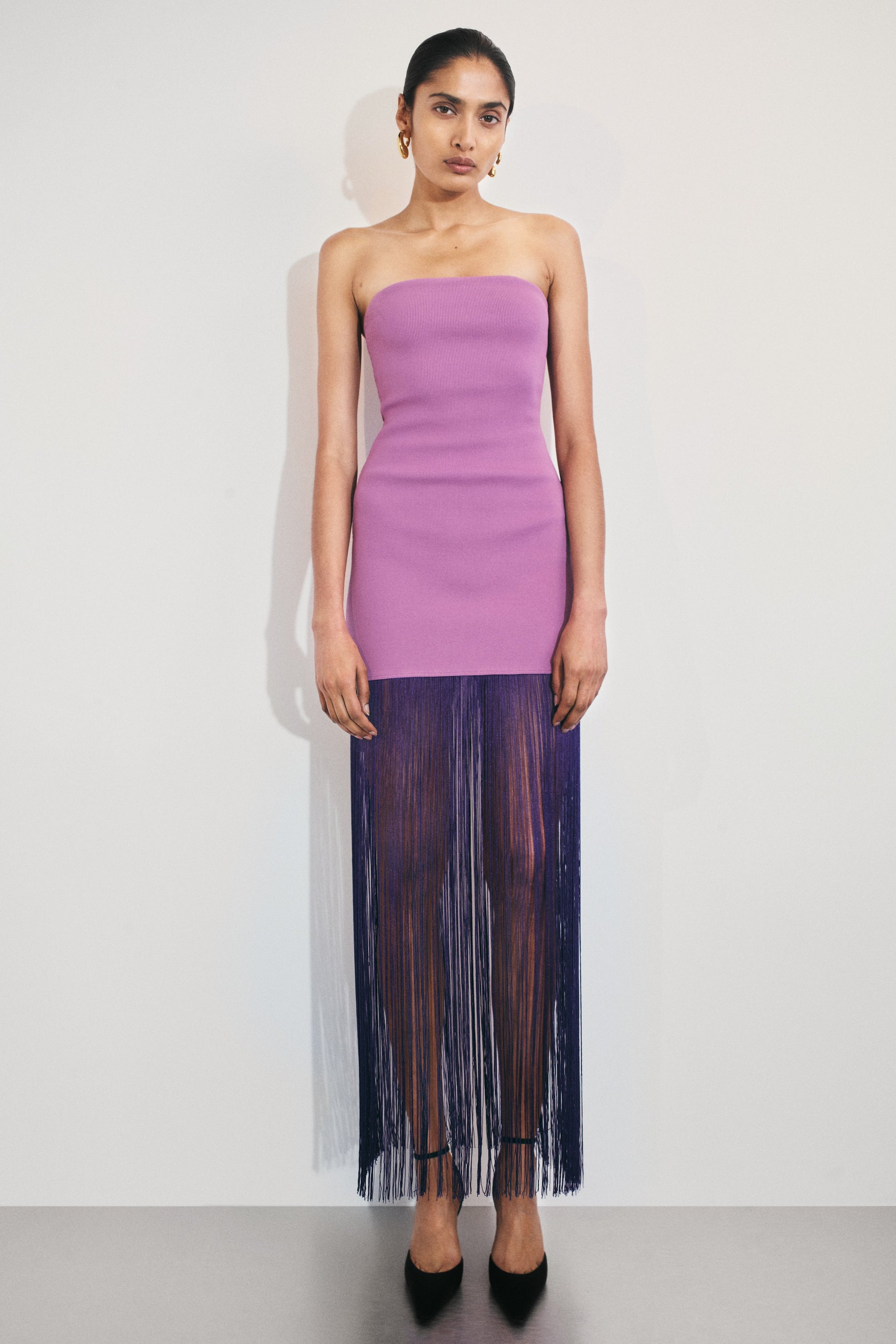 Koah Fringe Bandage Knit Maxi Dress - Purple #2
